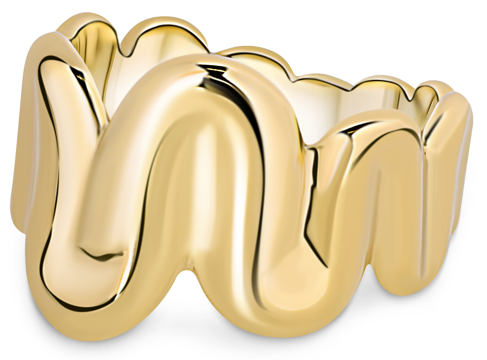 Charmin's Goudkleurige Chunky Ring met Wave-Design R1784 – Vloeiend en Krachtig