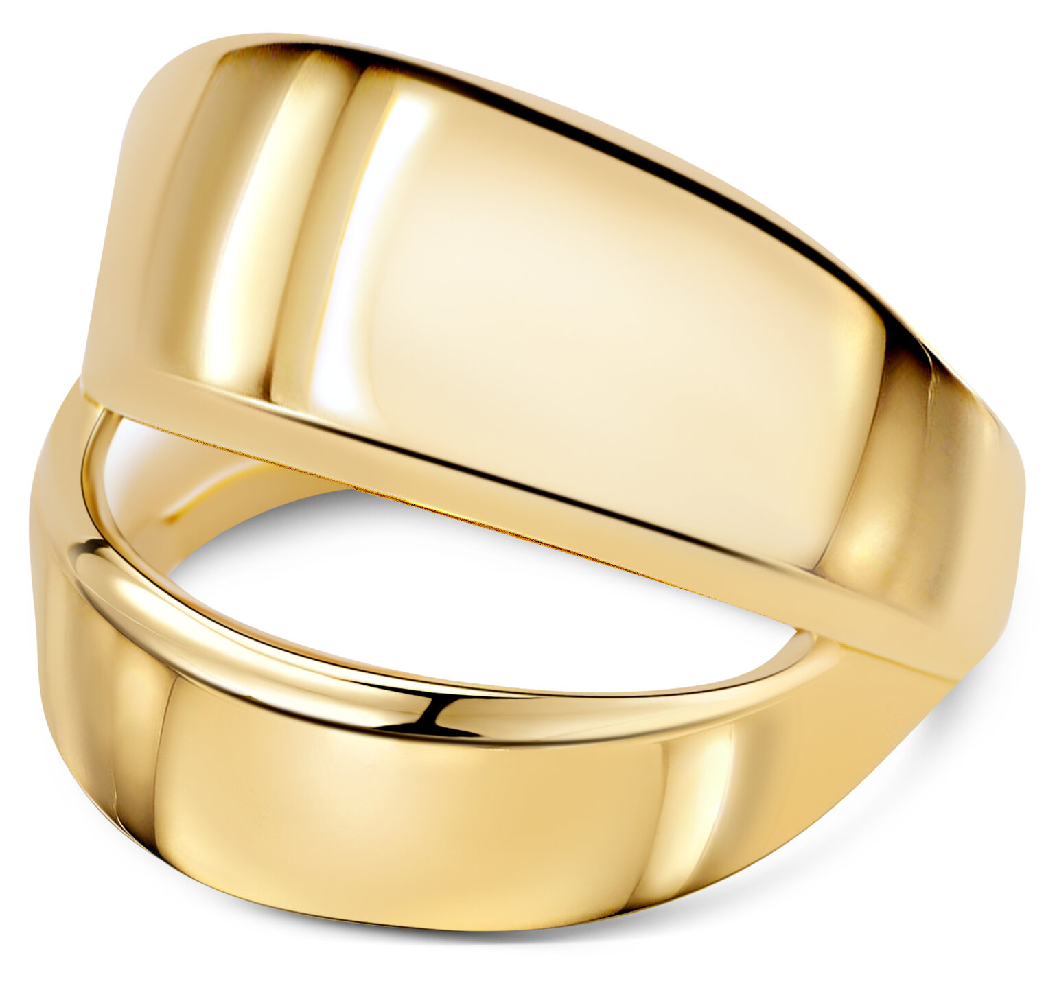 Charmins goldfarbener klobiger Ring mit doppelten Bändern aus Stahl R1798 – verspielt und stilvoll