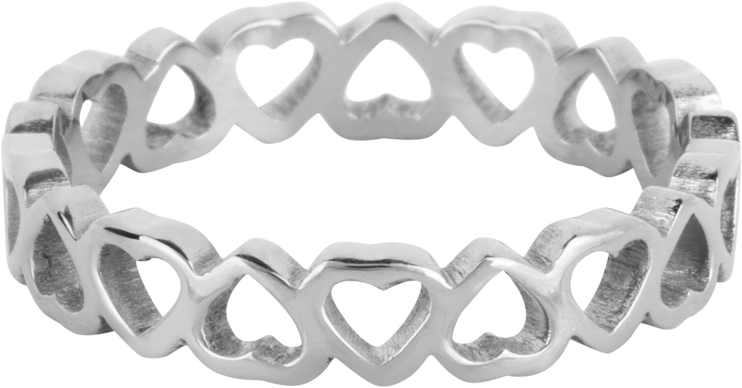 Charmin's Ring met Open Hartjesdesign Staal R1547 – Romantisch en Speels