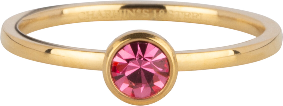 CCharmin&#039;s Ring, Gold, Geburtsstein Januar, Granat, roter Kristall, Stahl, runder Stein, 4 mm, R1592