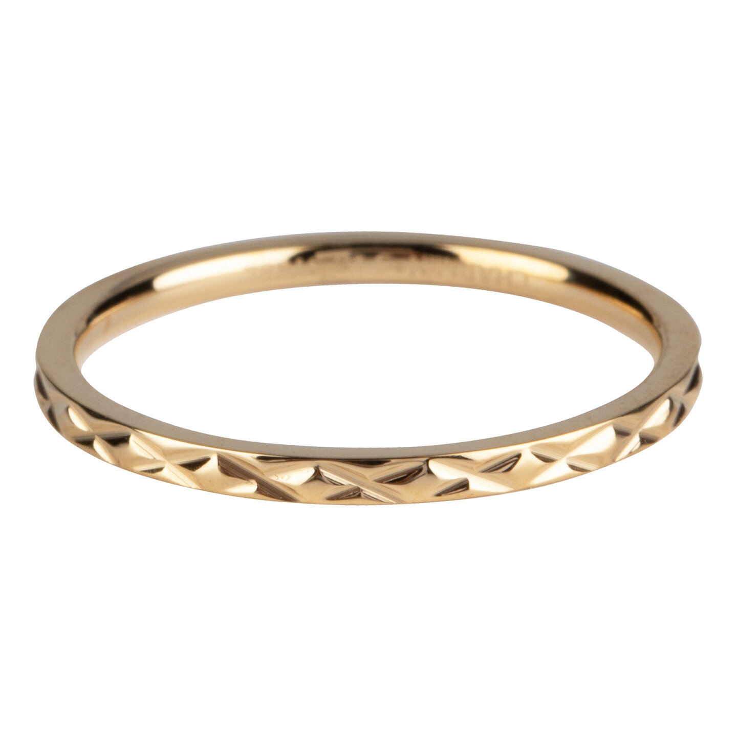 Charmin’s goudkleurige stapelring R305 Cross goldplated staal
