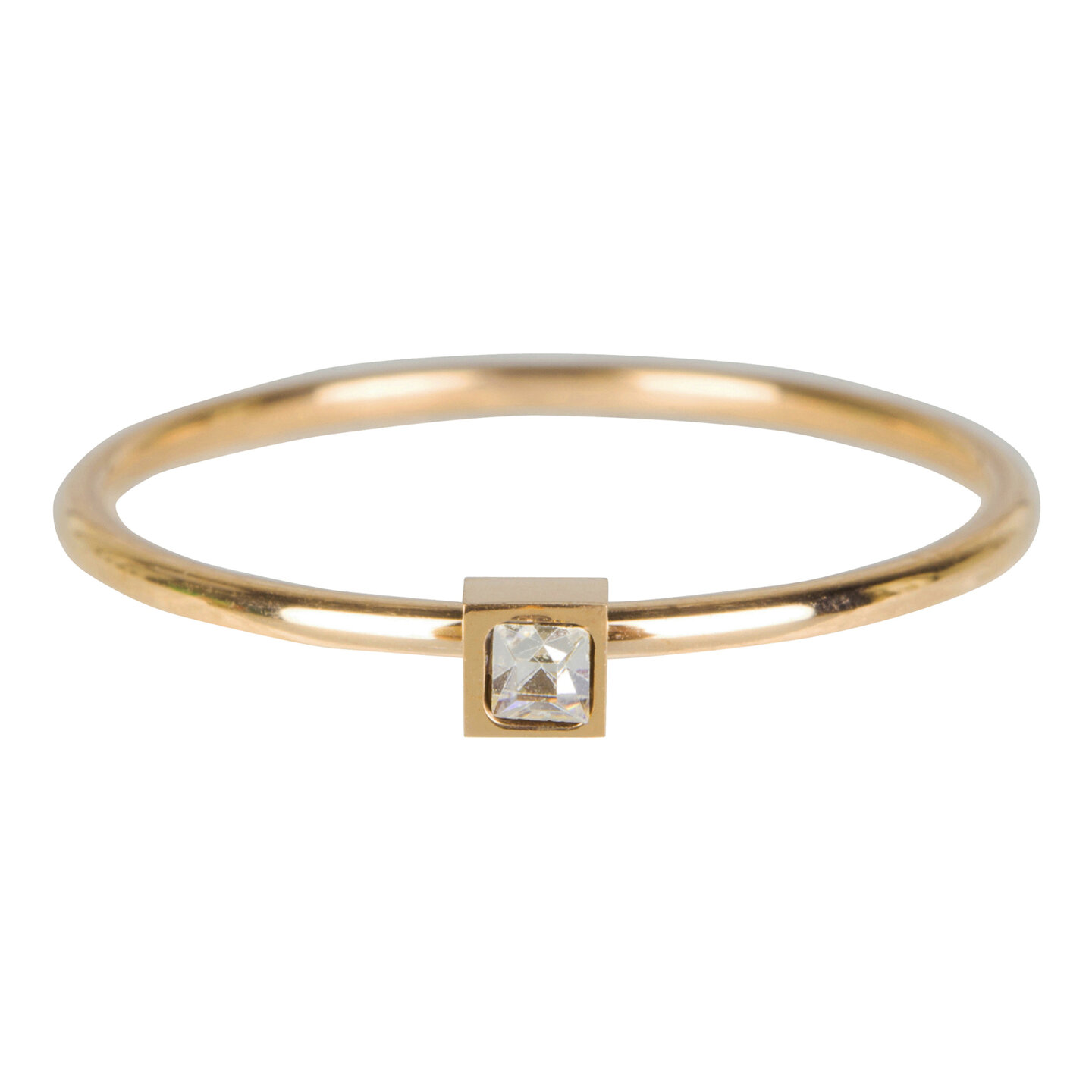 Charmin&rsquo;s goudkleurige stapelring R501 Stylish Square goldplated staal