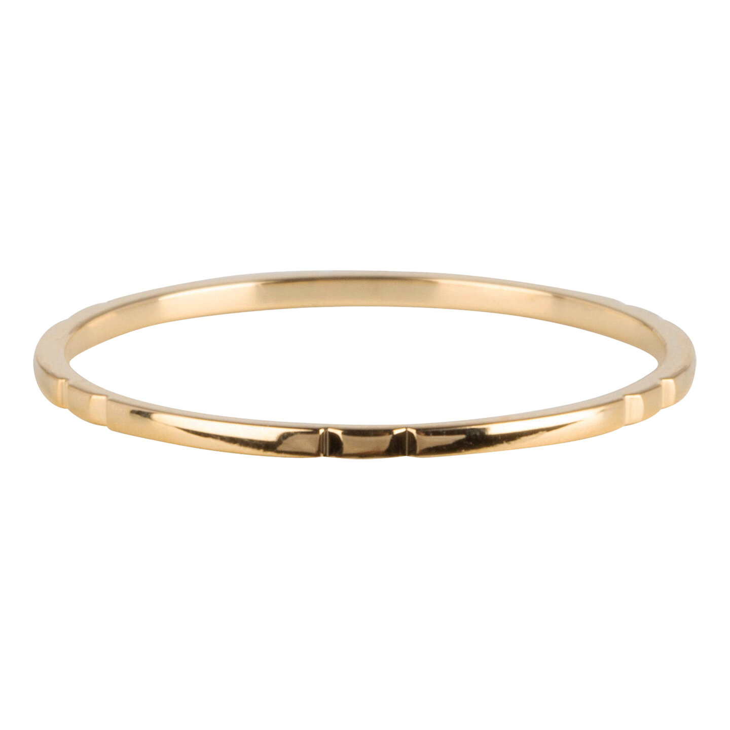 Charmin&rsquo;s goudkleurige stapelring R736 Small Basics 6 engravings goldplated staal