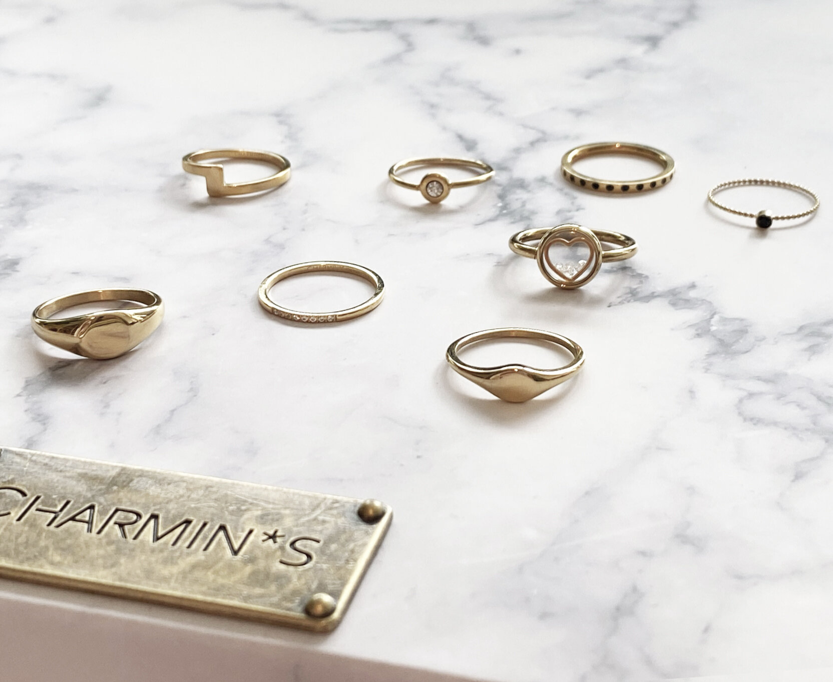 Charmin&rsquo;s goudkleurige stapelring Petite Alliance goldplated R746