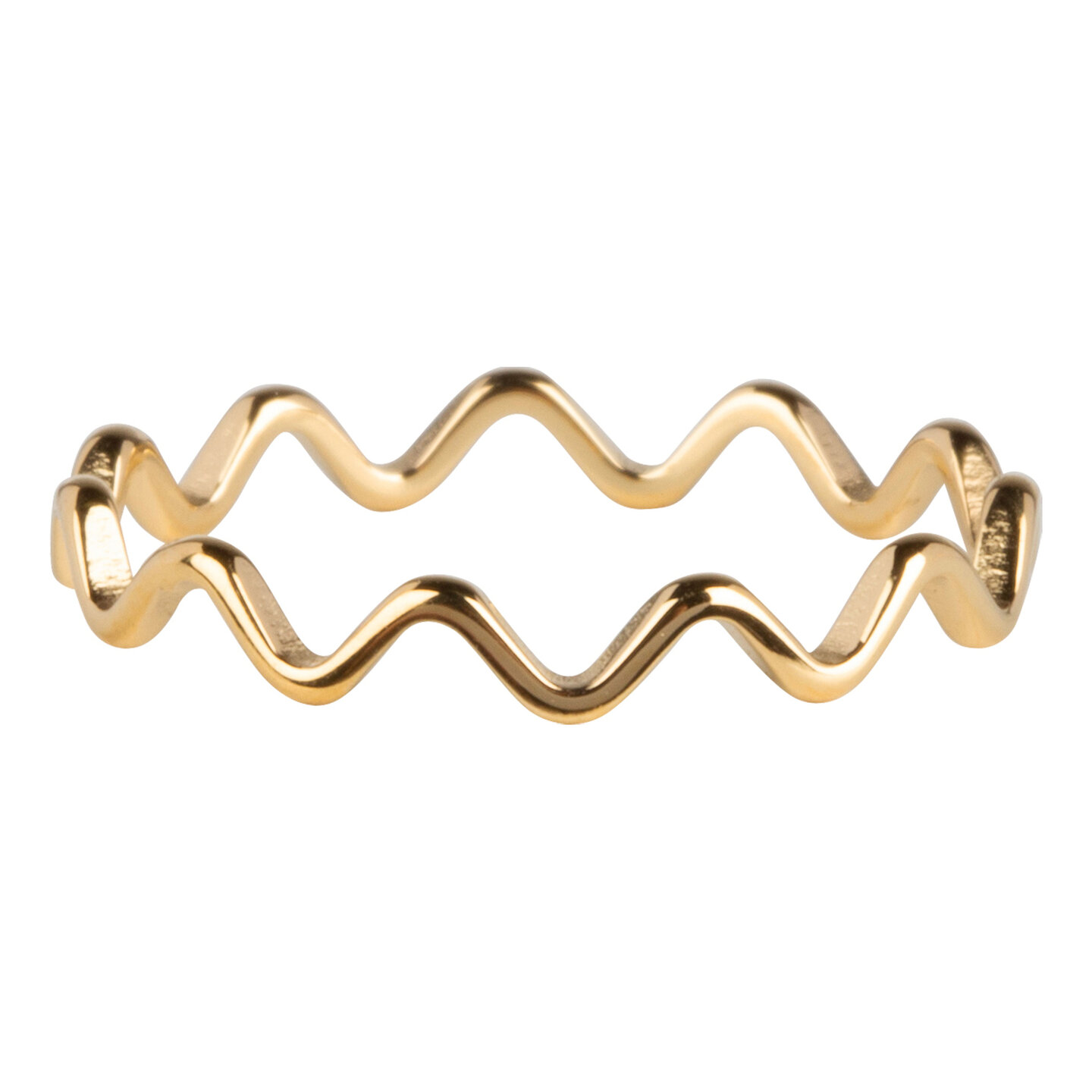 Charmin’s goudkleurige stapelring R779 Wave goldplated staal