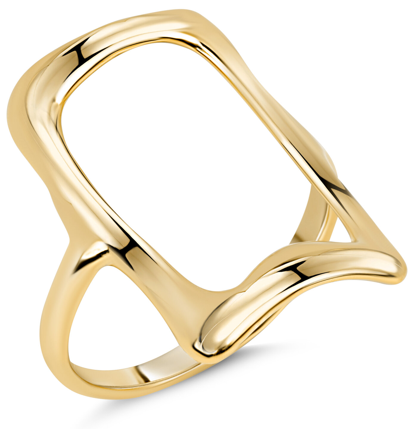 Charmin&#039;s Goudkleurige Chunky Ring met Open Rechthoek Staal R1771 &ndash; Kracht en Ruimte