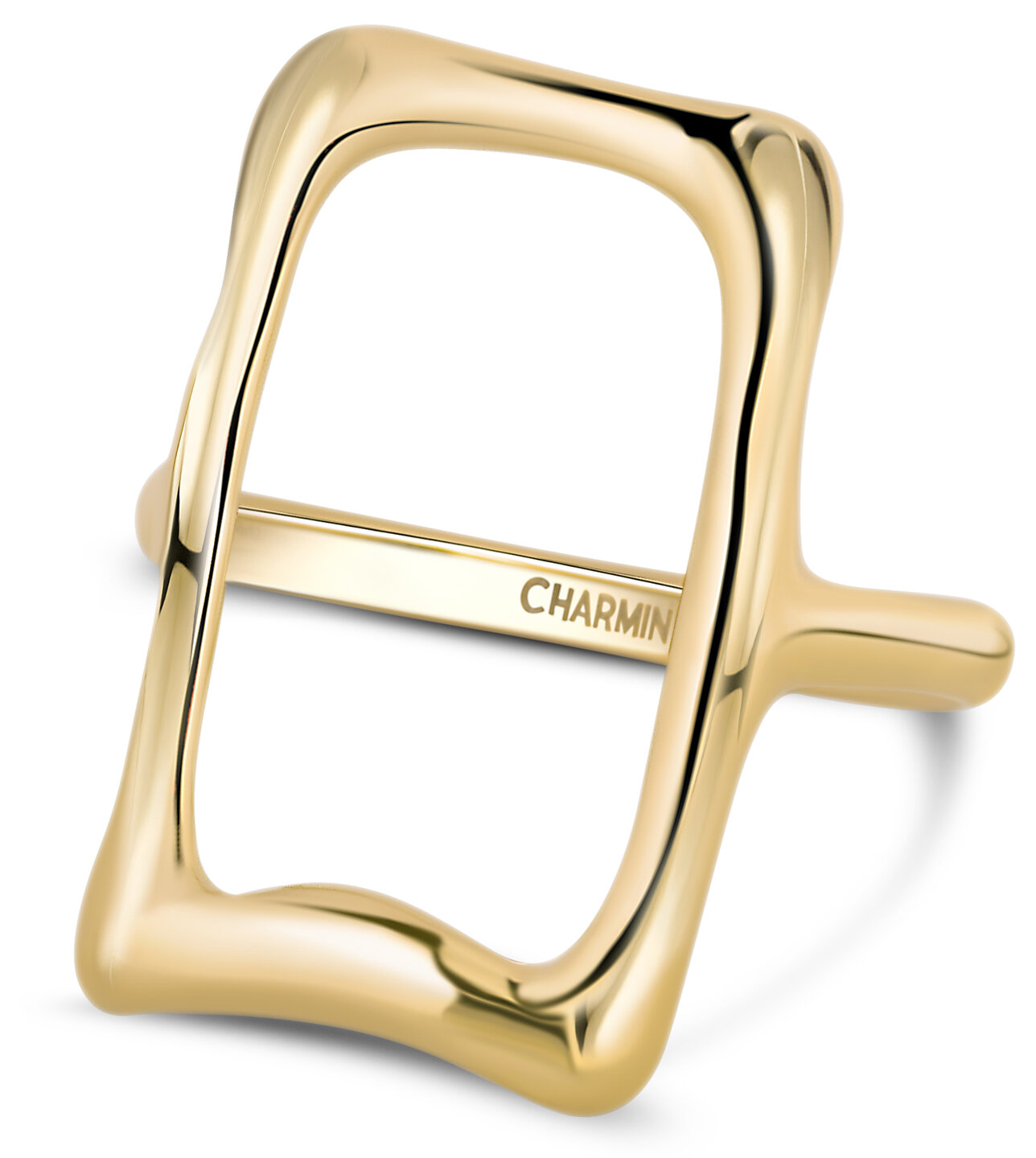Charmin&#039;s Goudkleurige Chunky Ring met Open Rechthoek Staal R1771 &ndash; Kracht en Ruimte