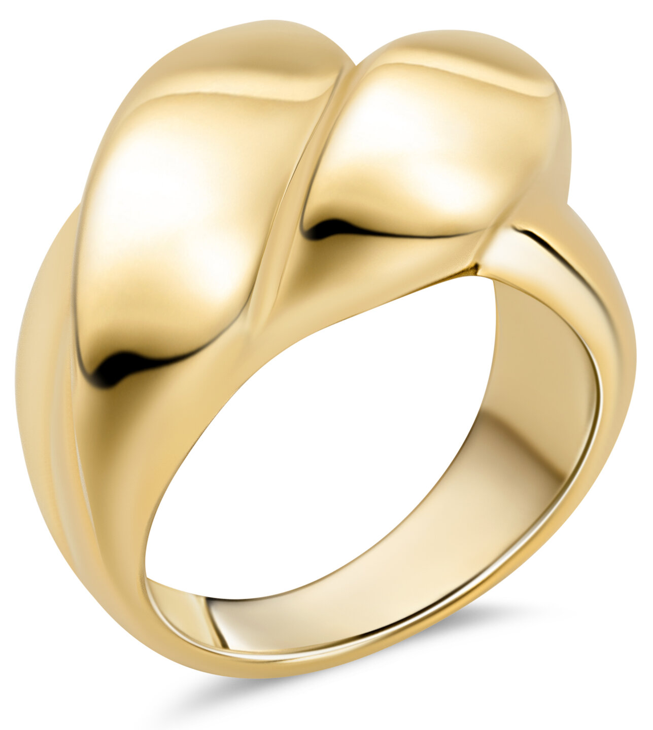 Charmin&#039;s Gold-Colored Chunky Ring with Twisted Braid Steel R1795 &ndash; Timeless and Tough