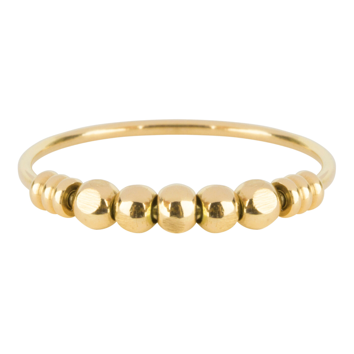 Charmin&rsquo;s Ringen- Dames - Anxiety - Goudkleurige Ring - antistress, 5 balletjes, fidget. 517