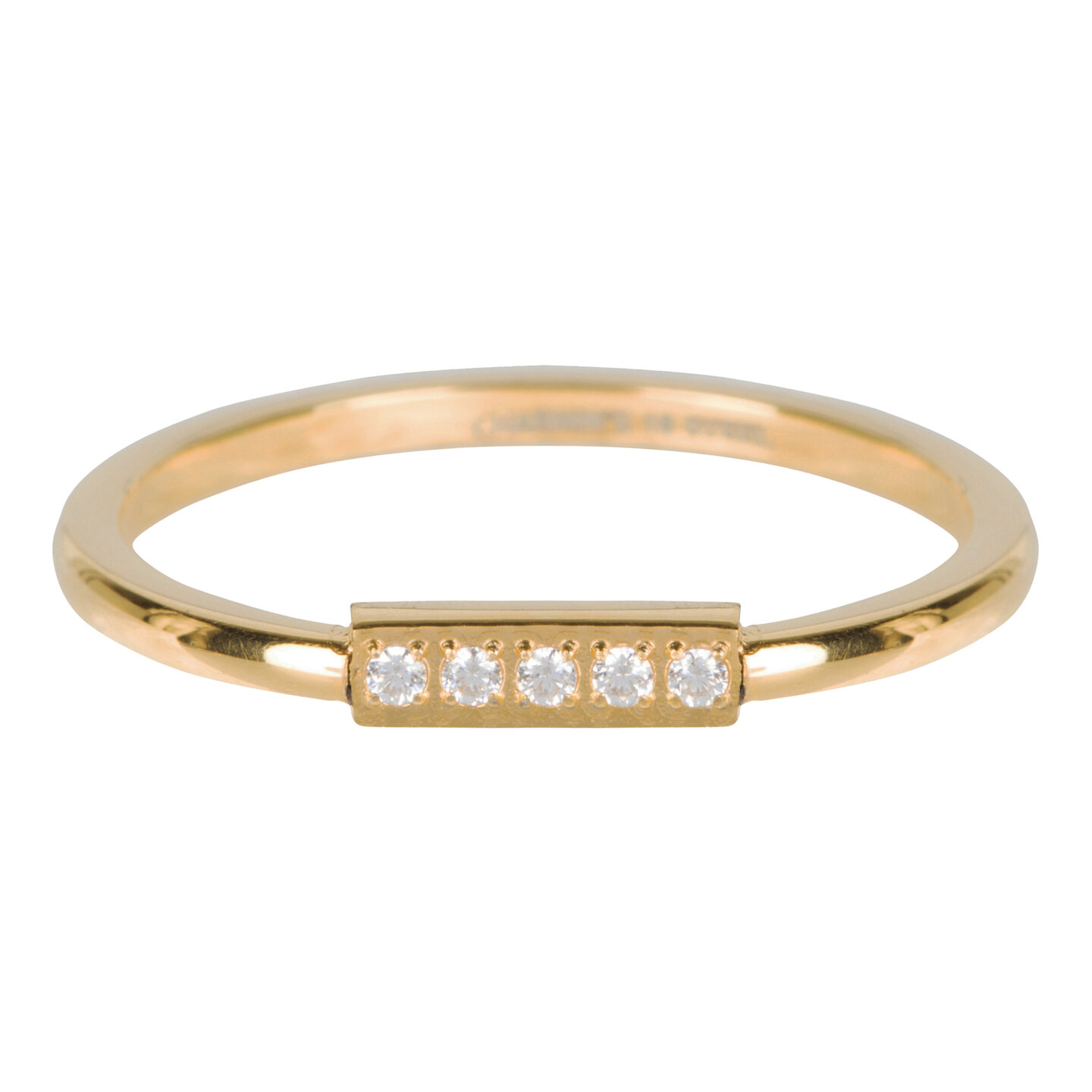 Charmin&rsquo;s goudkleurige stapelring R541 Tube Crystal goldplated staal