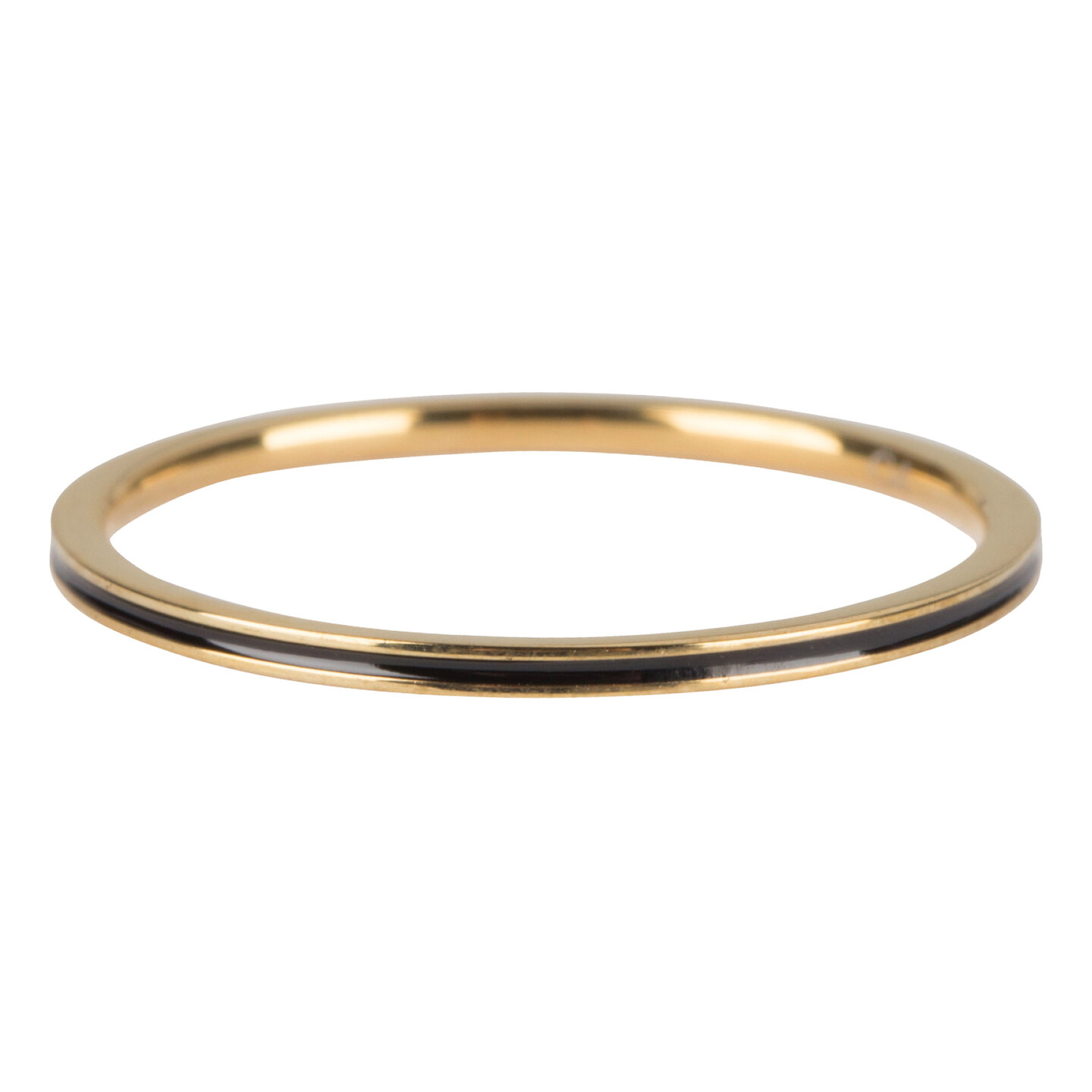 Charmin&rsquo;s goudkleurige stapelring R699 Petite goldplated Black Enamel staal