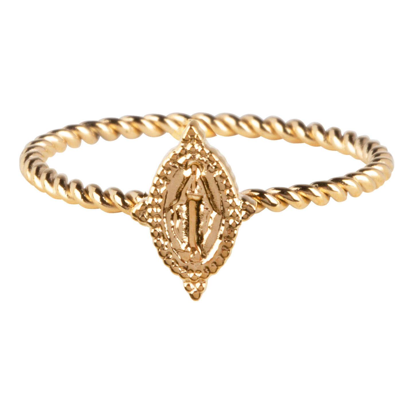 Charmin&rsquo;s goudkleurige stapelring R766 Holy Beauty goldplated staal