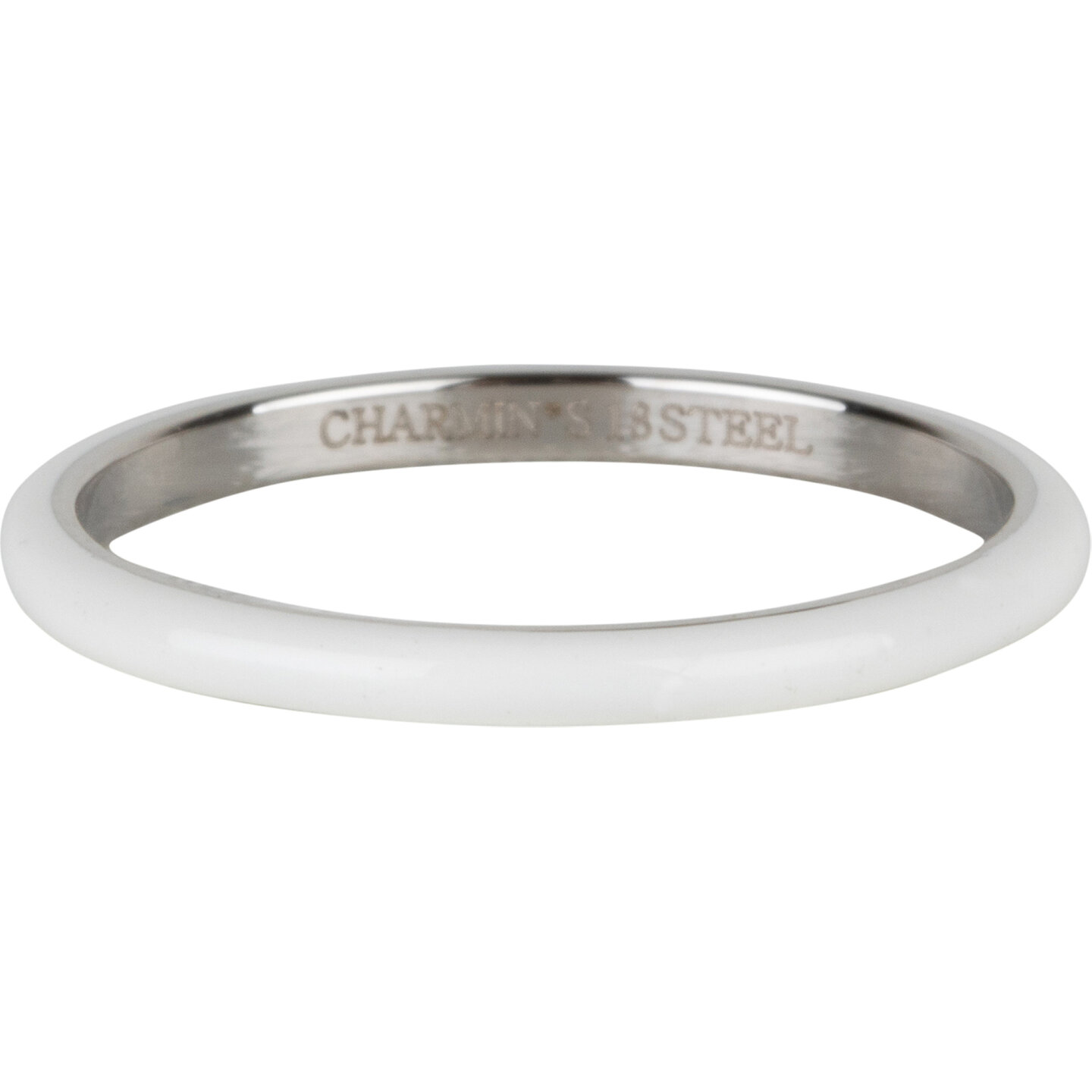Charmin’s Wit Emaille Stapelring - Stijlvol Edelstaal R1620