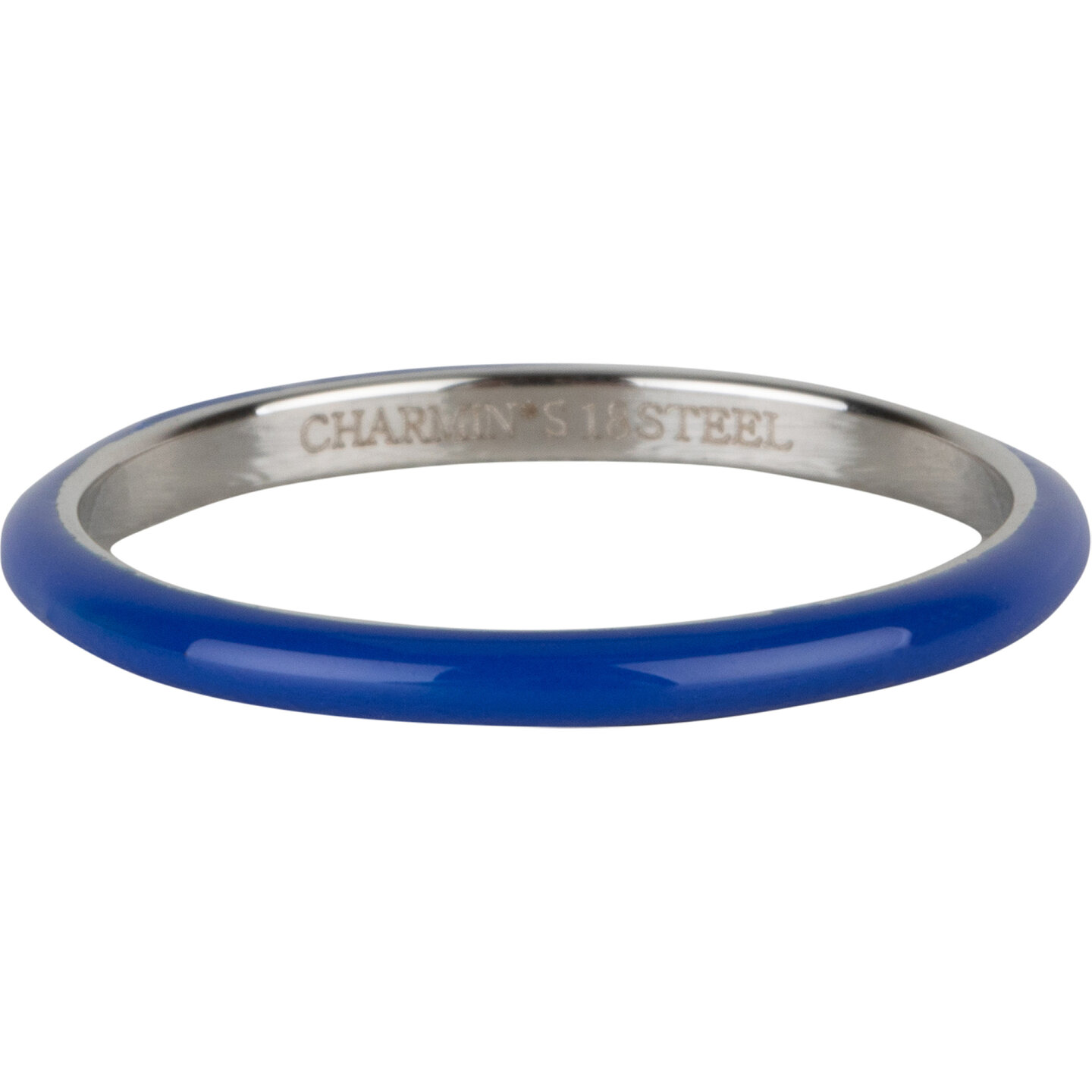 Charmin’s Donker Saffier Blauw Emaille Stapelring van Edelstaal – Een elegante keuze R1619