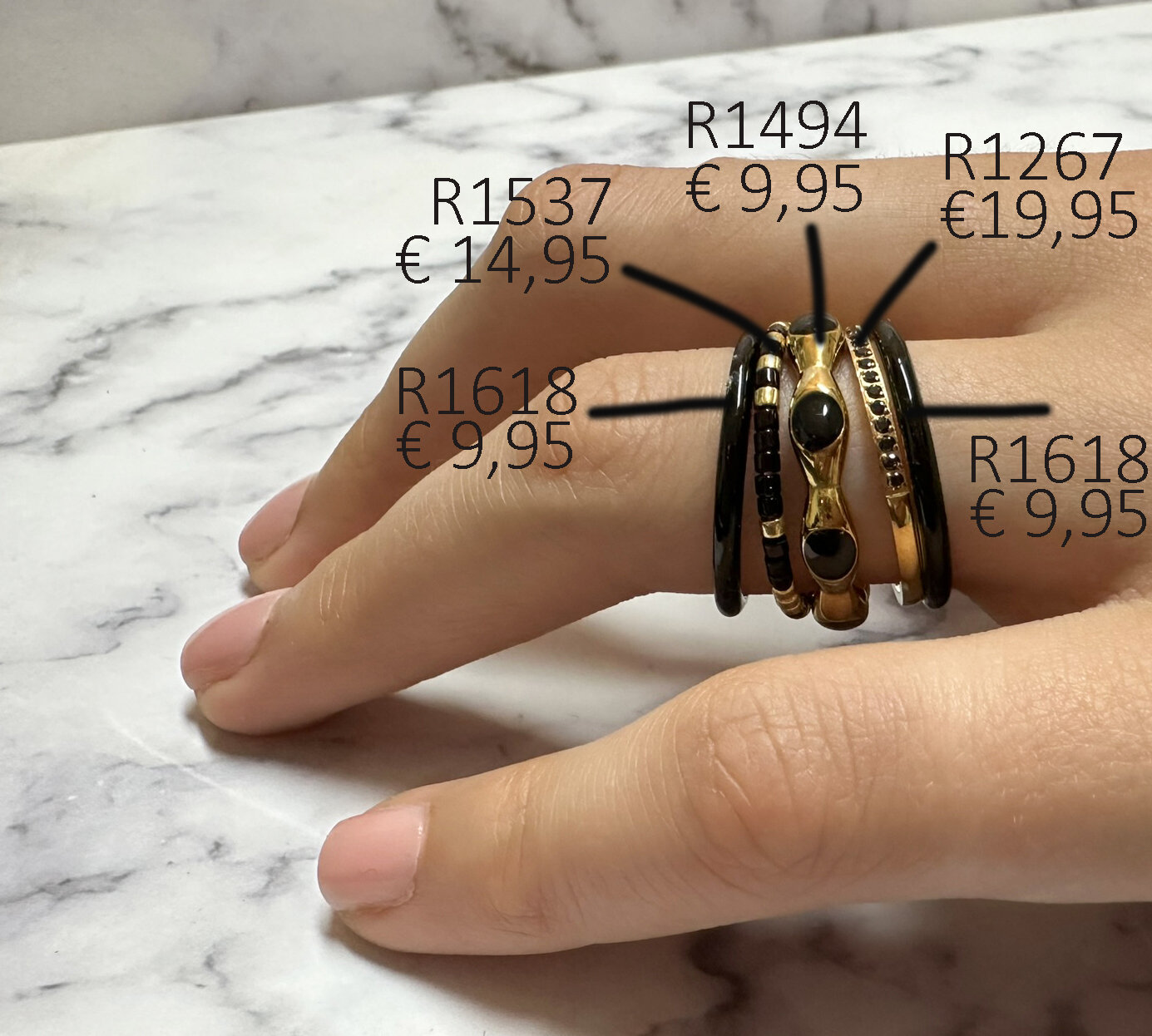 Charmin&#039;s Black Enamel Stacking Ring Made of Stainless Steel - A Top Choice R1618