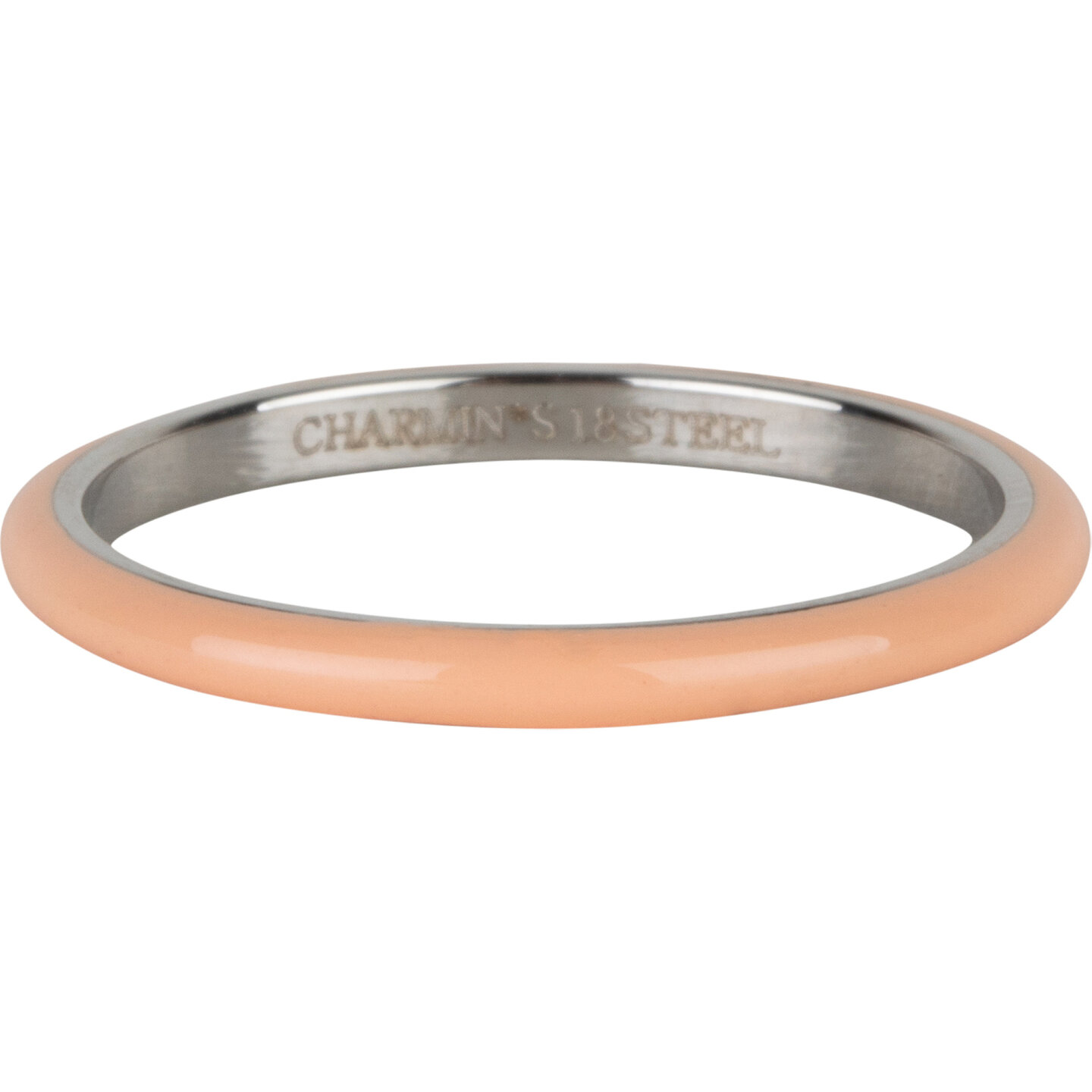 Charmin&rsquo;s Perzik Emaille Edelstaal Stapelring - Tijdloze Elegantie R1621