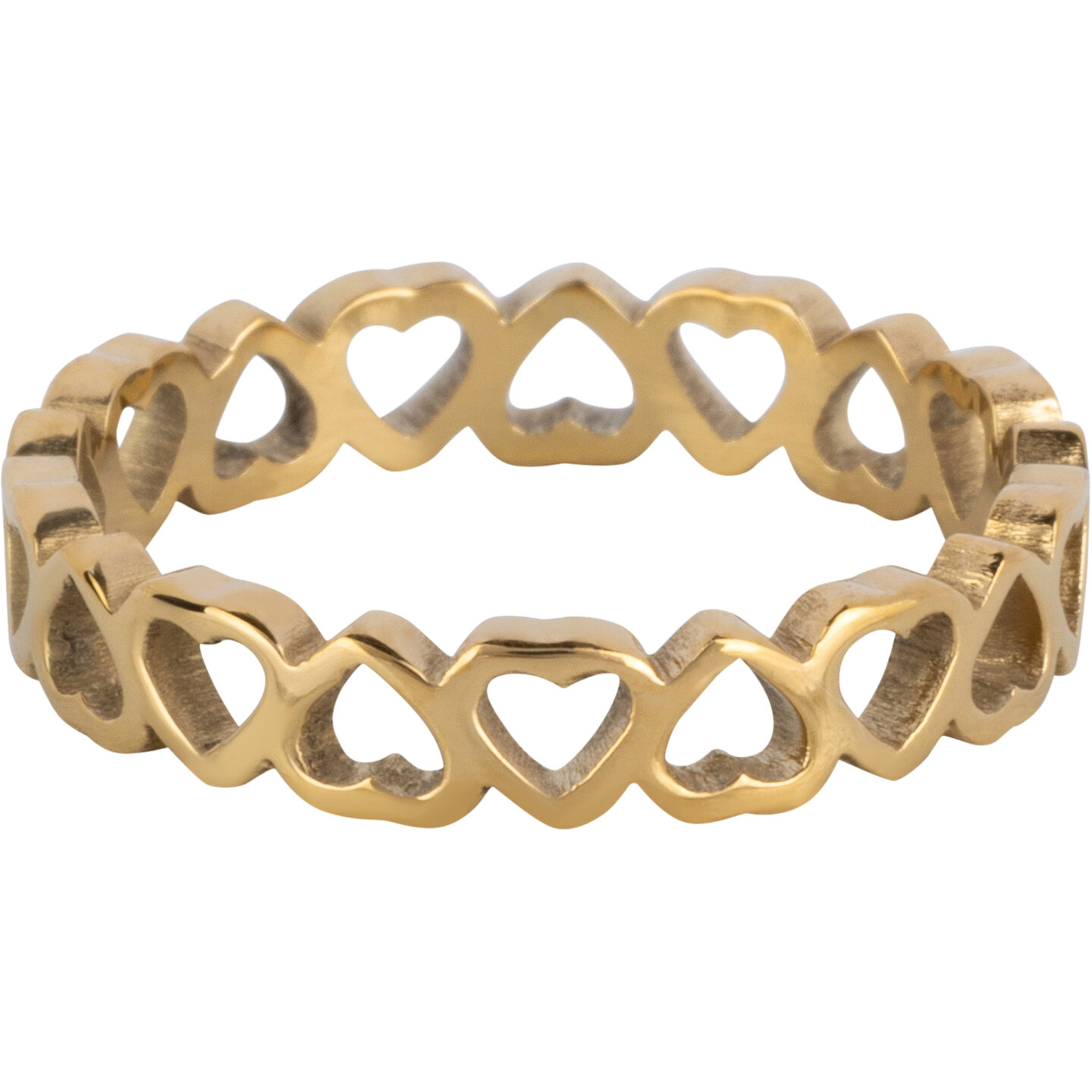 Charmin's Goudkleurige Ring met Open Hartjesdesign Staal R1548 – Romantisch en Speels