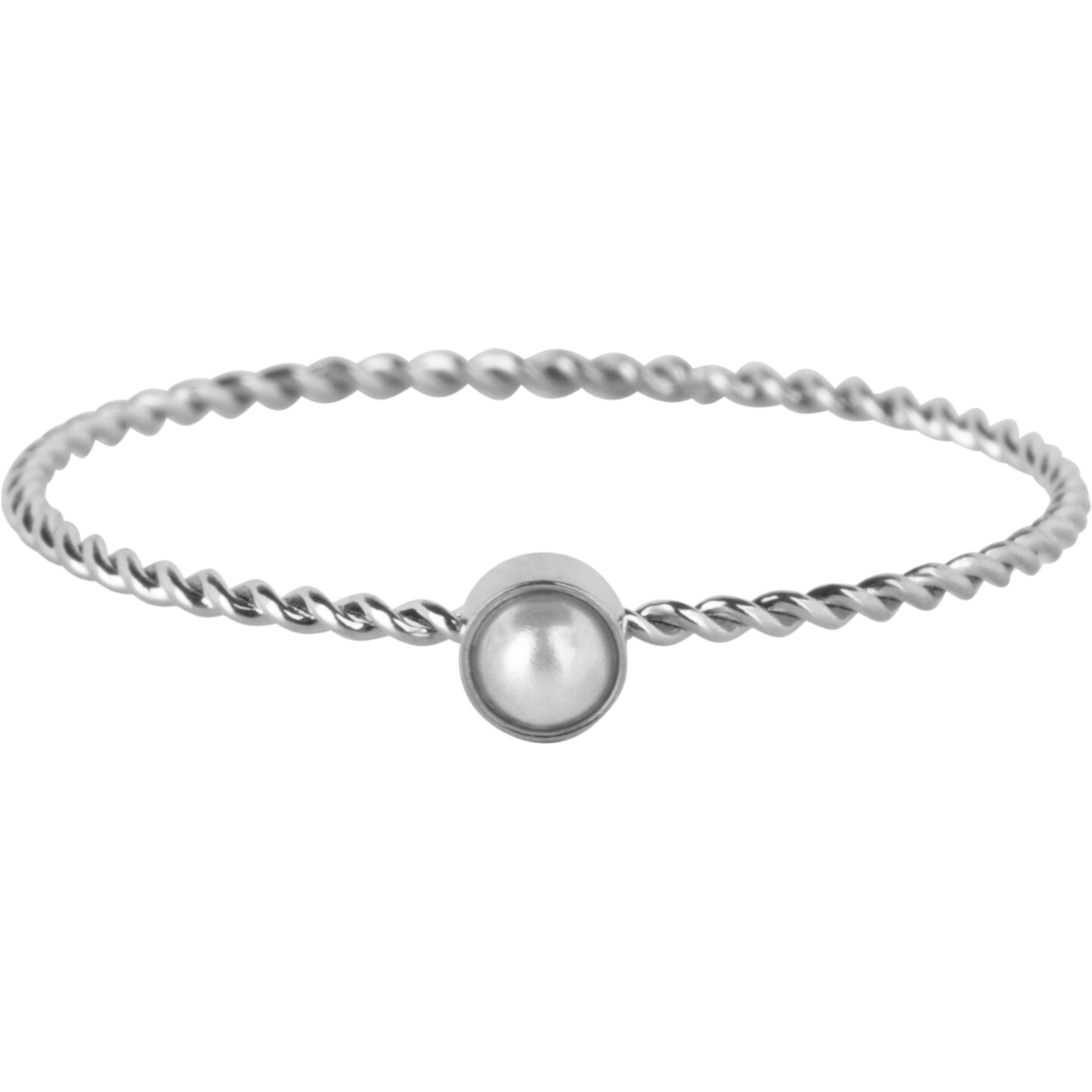 Bague de naissance torsad&eacute;e Charmin's en acier perl&eacute; R1456