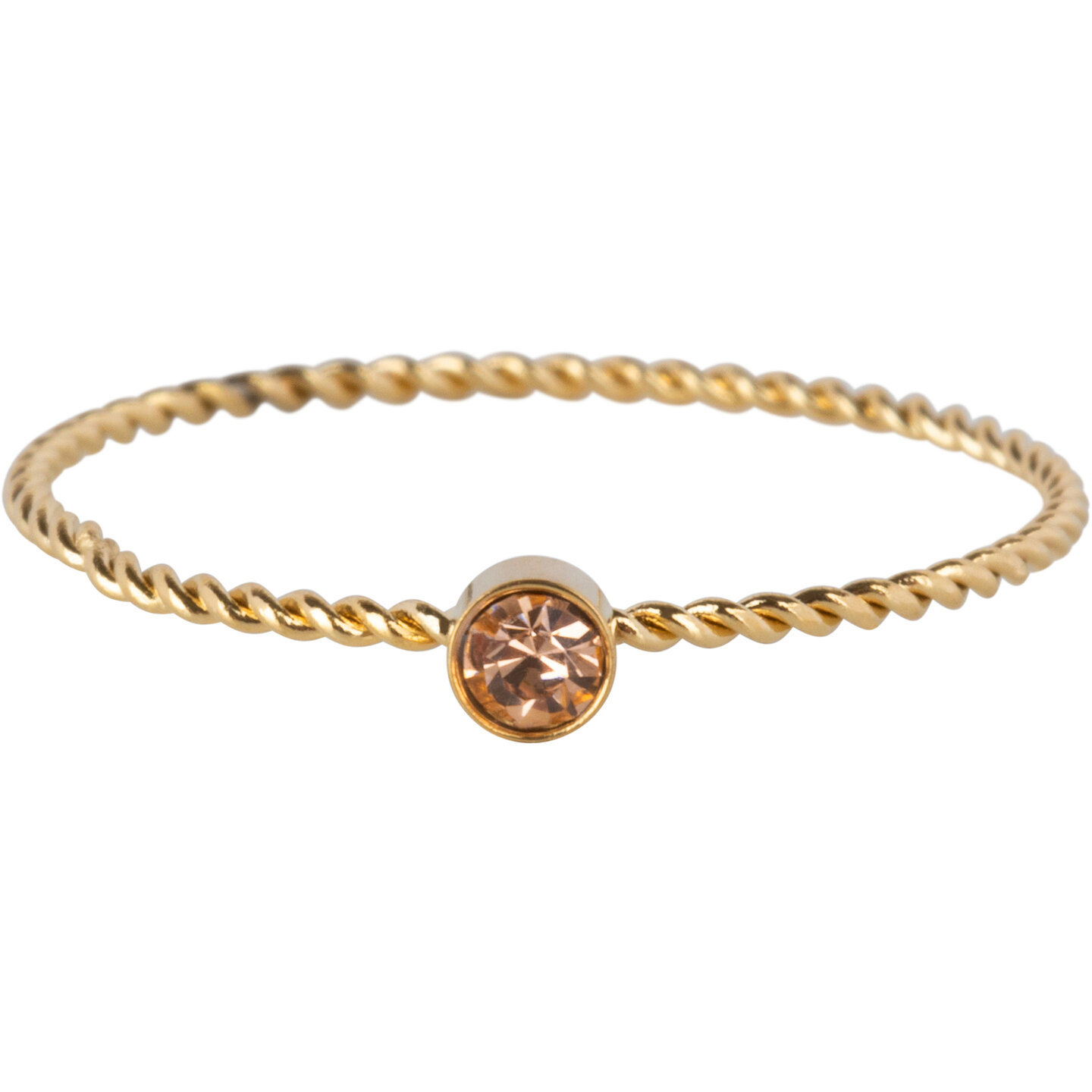 Charmin's Bague Pierre de Naissance Torsad&eacute;e Couleur Or Marron Clair Champagne Cristal Acier R1441