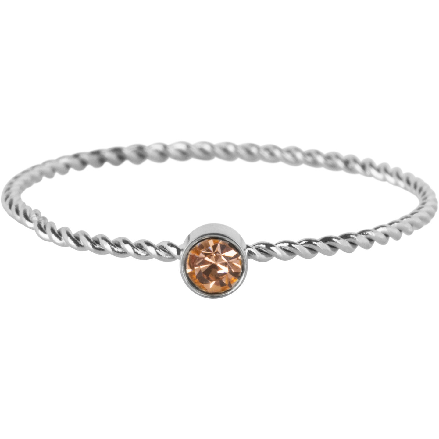 Charmin's Bague avec pierre de naissance torsad&eacute;e en acier cristal de champagne marron clair R1440