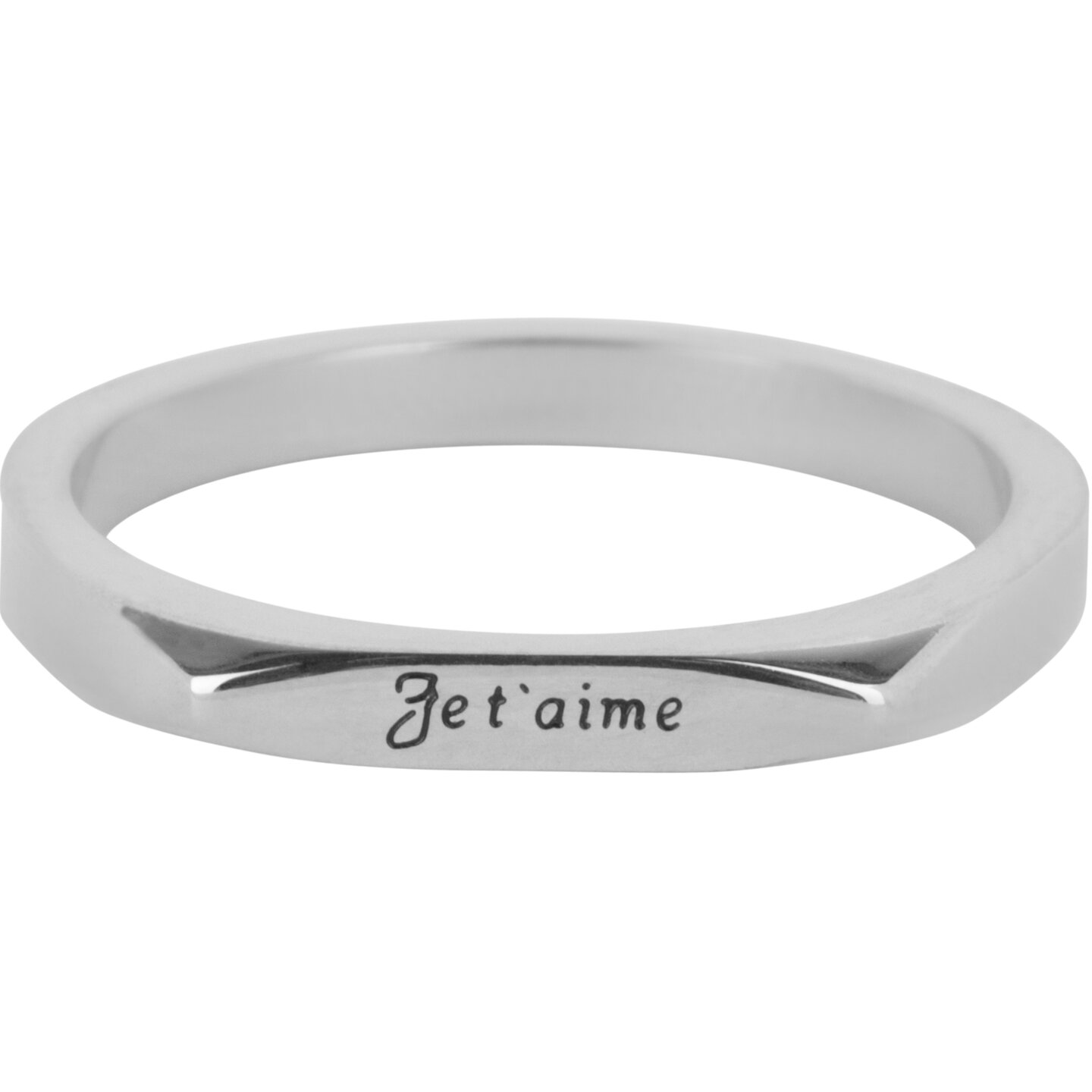 Charmin's Petite Signet Ring with Engraving "Je t'aime" Steel R1402 – A Loving Detail