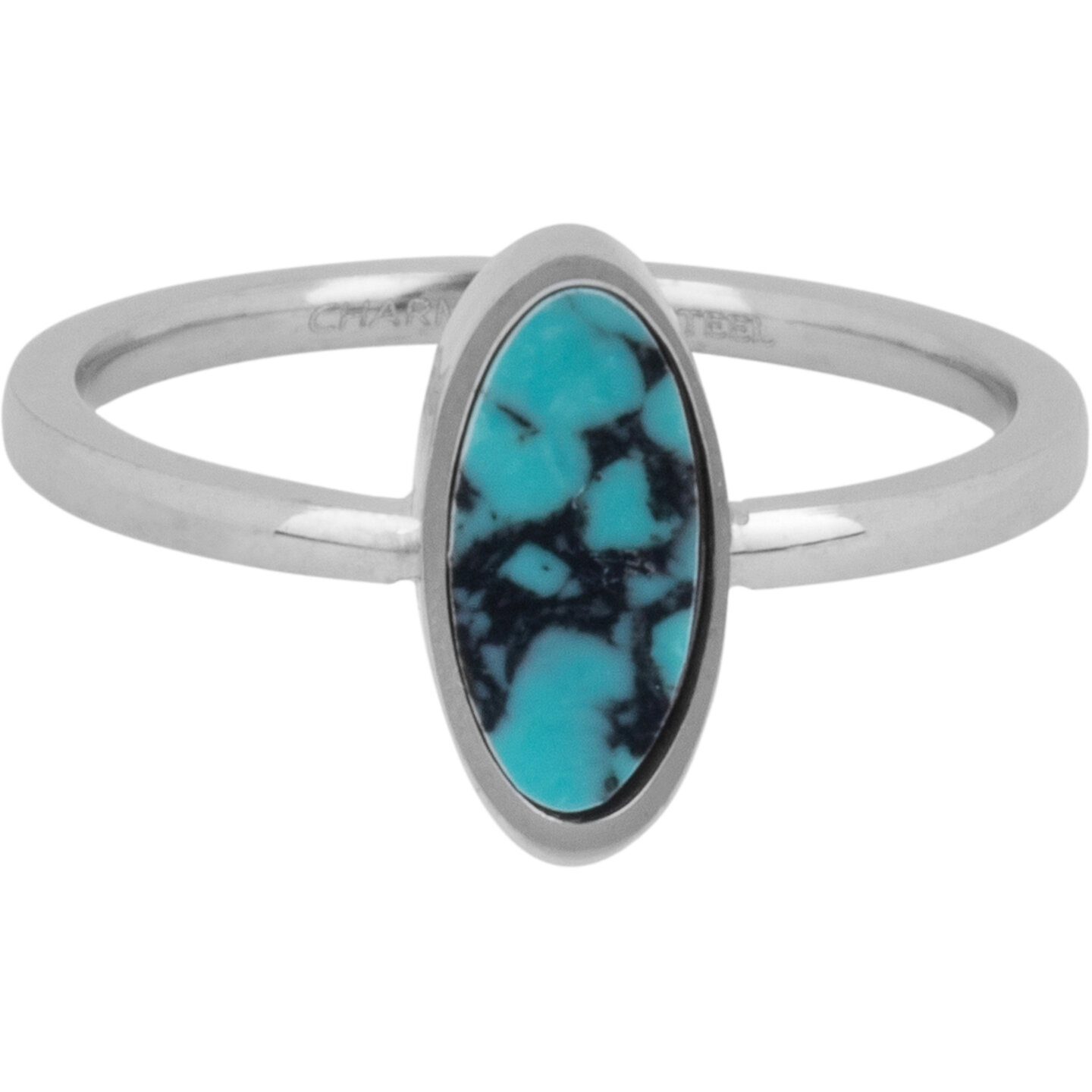 Chevali&egrave;re Charmin avec Pierre Ovale Turquoise Acier R1276