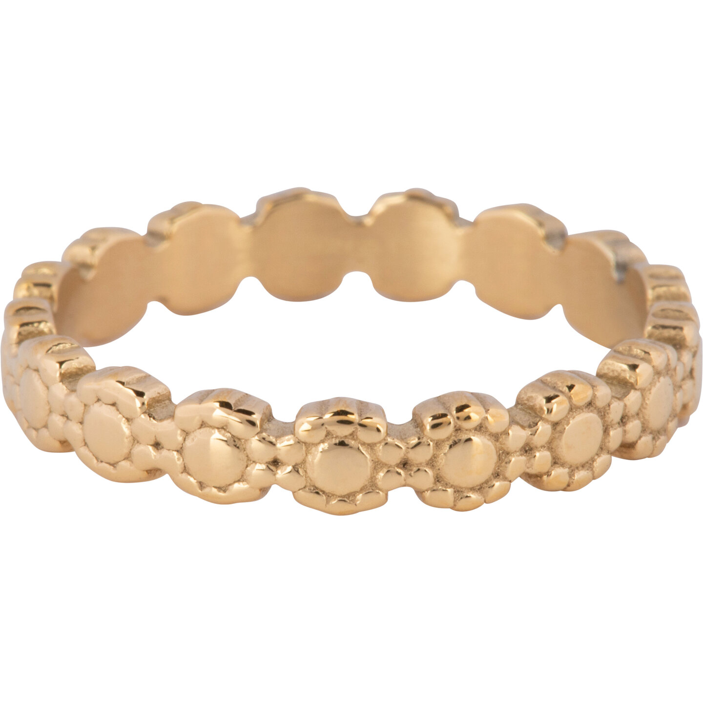 Charmin’s Ring Vintage bewerkte Rondjes Goudkleurig Staal R1249