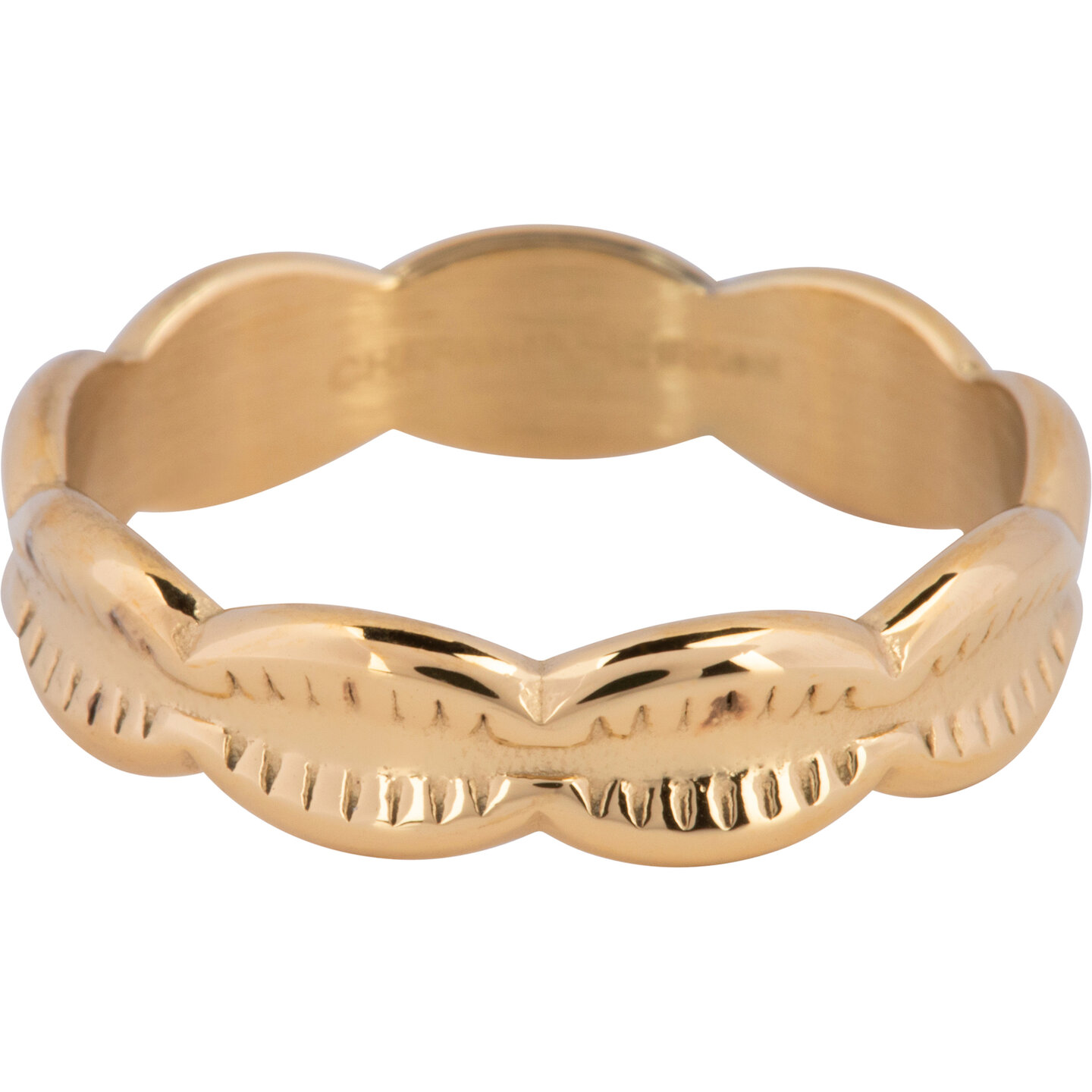 Charmin’s Ring Kauri Schelpen Goudkleurig Staal R1247
