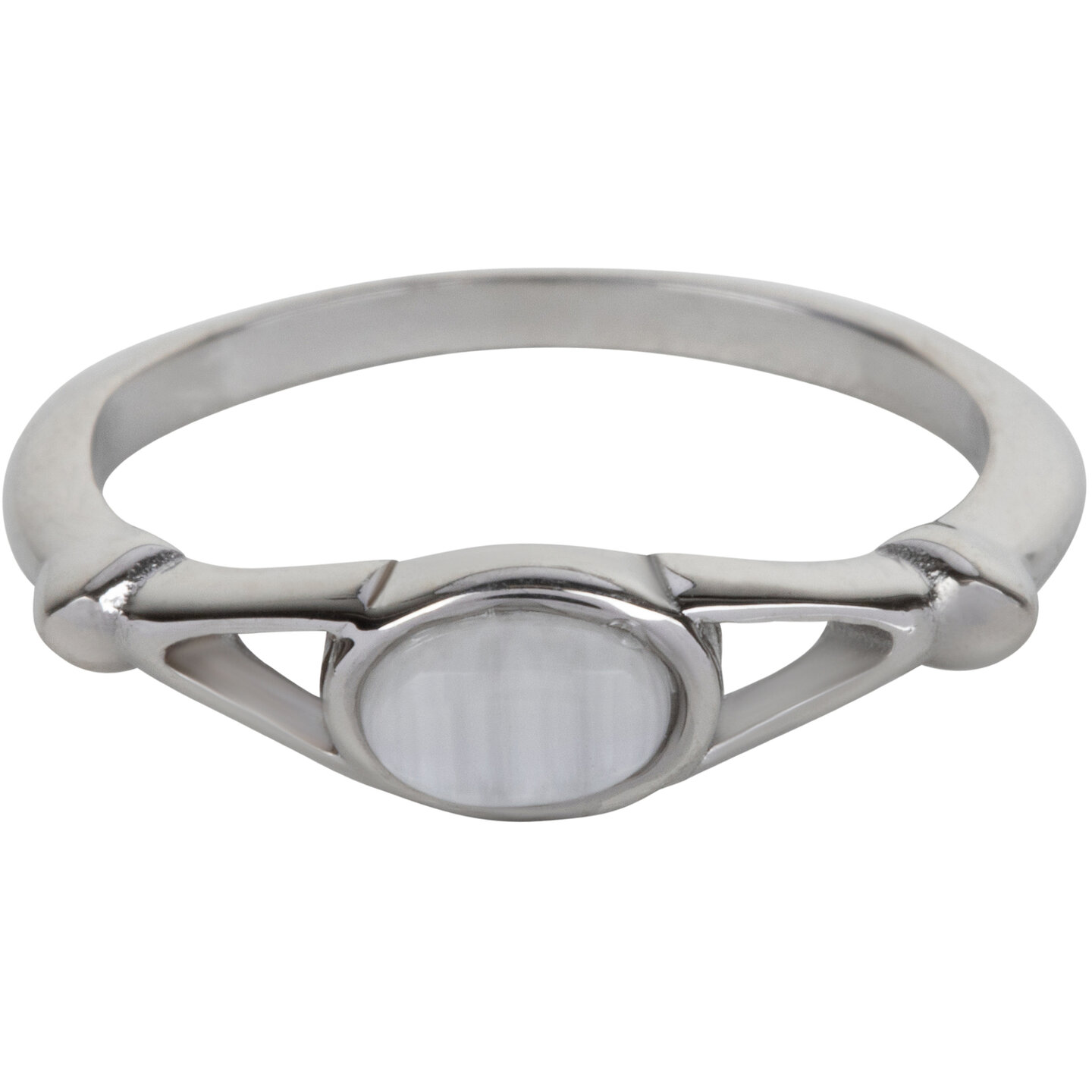 Charmins ovaler eleganter wei&szlig;er Cateye-Ring aus Stahl R1159