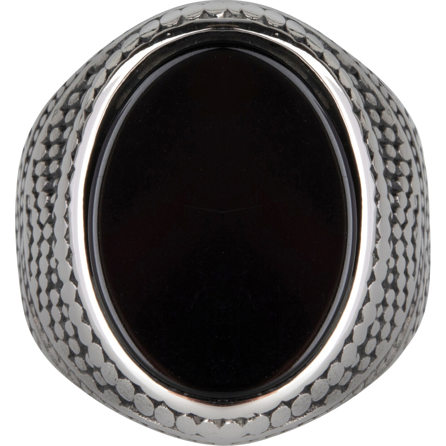 Charmin's UNI Men's Signet Ring Large Black Oval Stone Steel R974