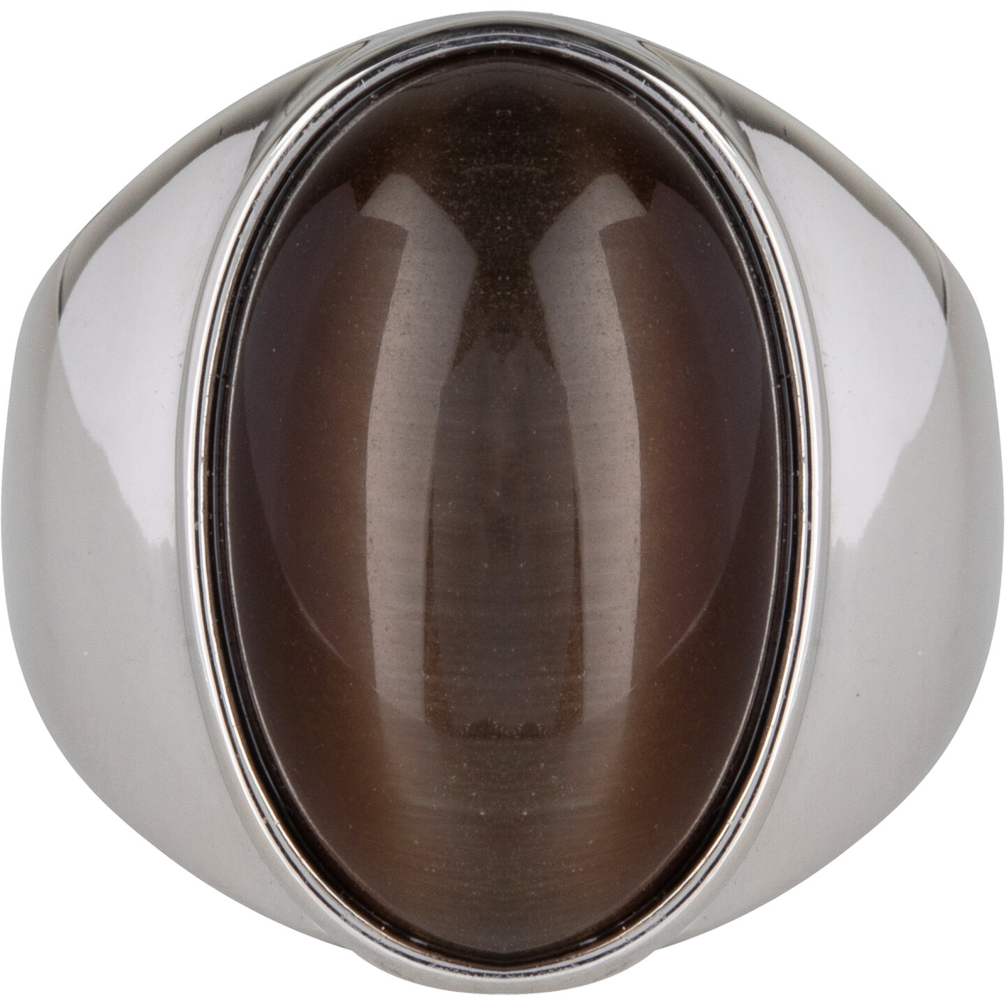 Charmin's UNI Herren-Siegelring, gro&szlig;er brauner ovaler Stein, Stahl R973