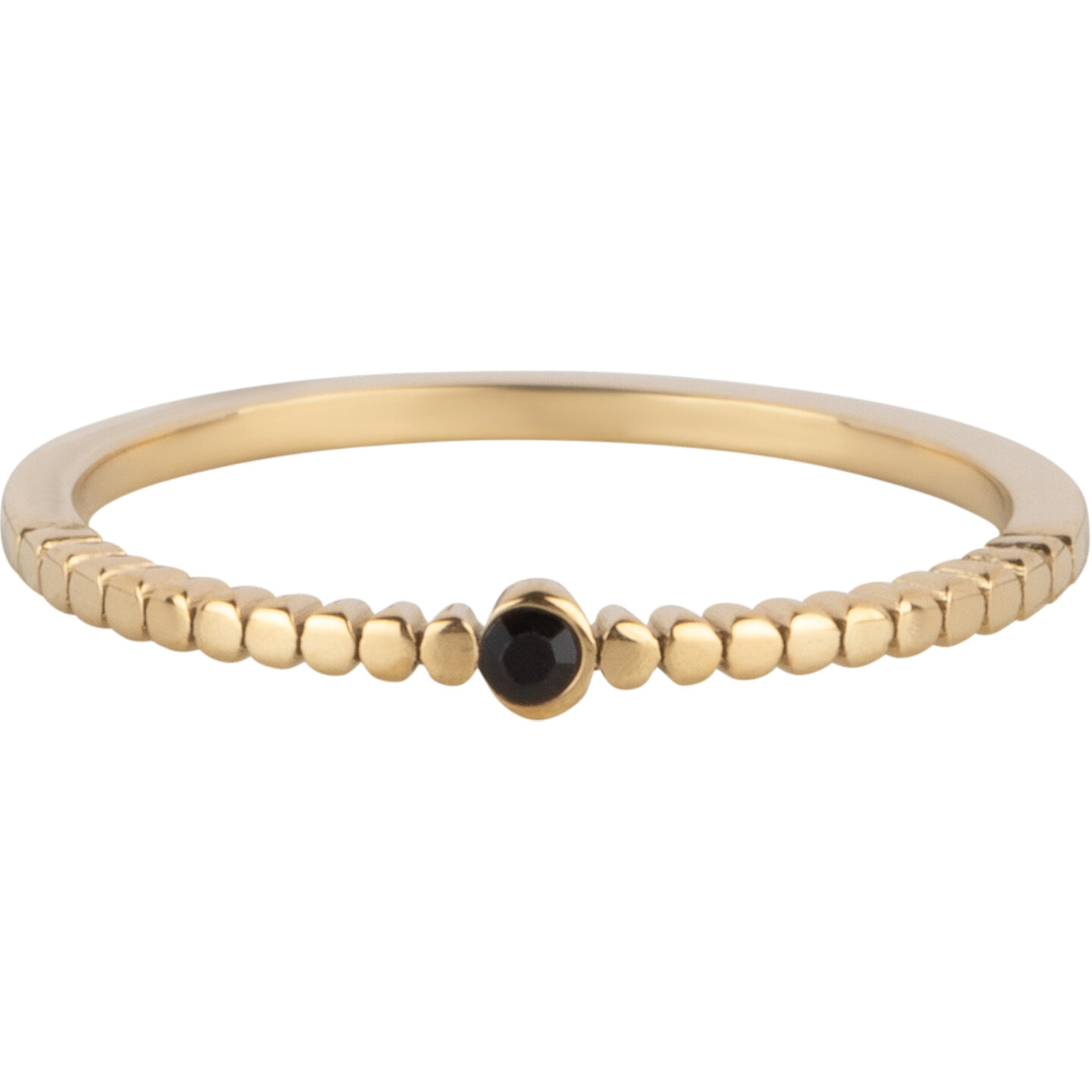 Charmin's Ring Goudkleurige Met Zwarte Kristal Staal Iconic Vintage R1638