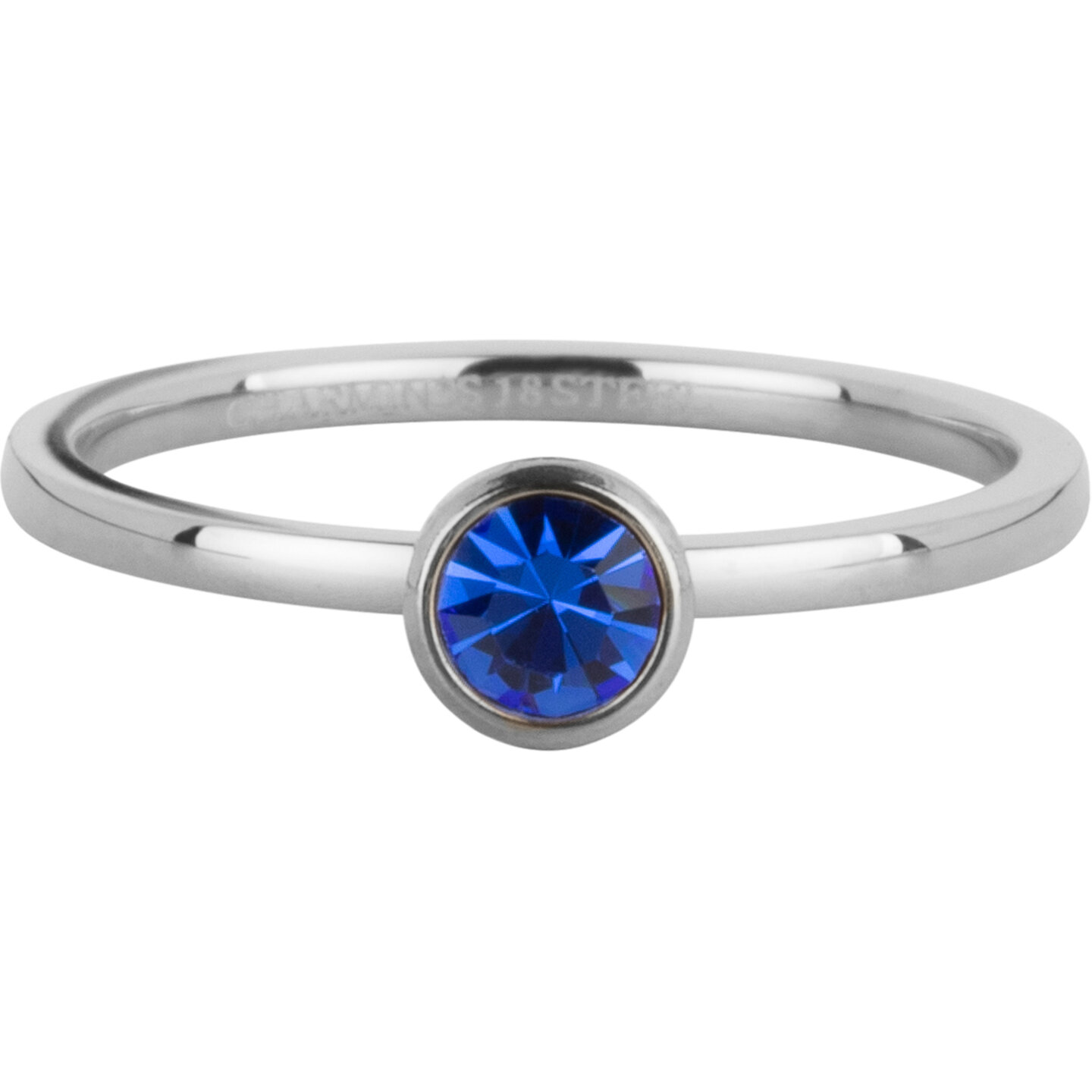Charmin's Ring Birthstone September Donkerblauwe Kristal Staal Iconic R1603