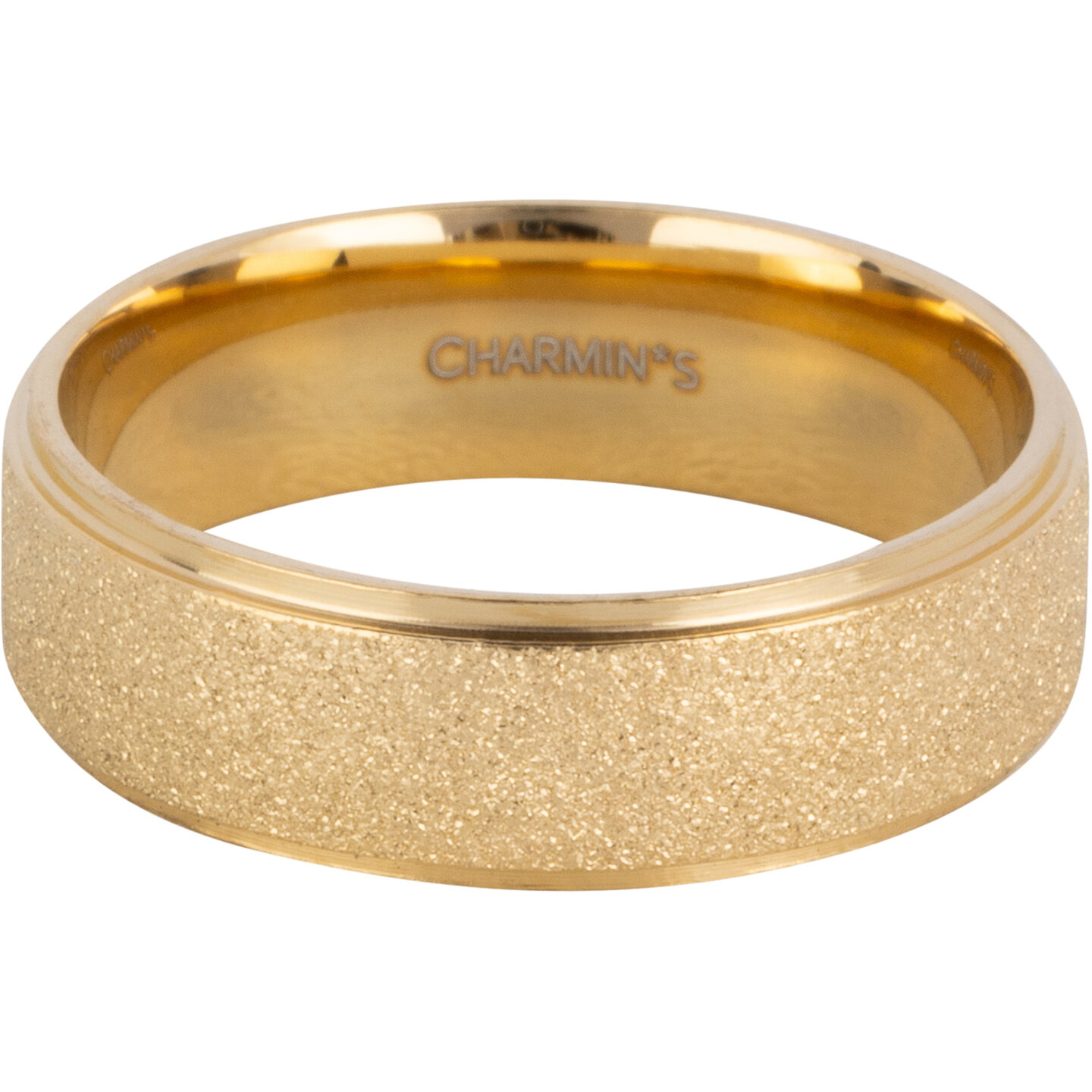 Charmin’s Goudkleurige stapelring R1552 Sanded and Shiny Goudstaal