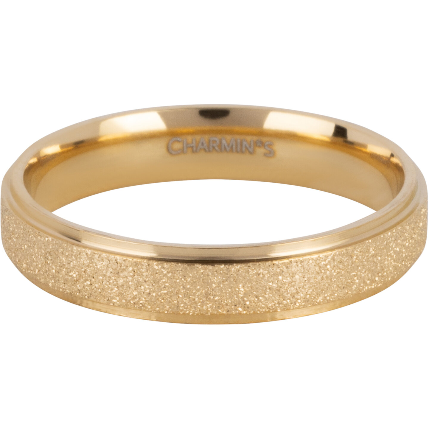 Charmin’s Goudkleurige stapelring R1550 Sanded and Shiny Goudstaal