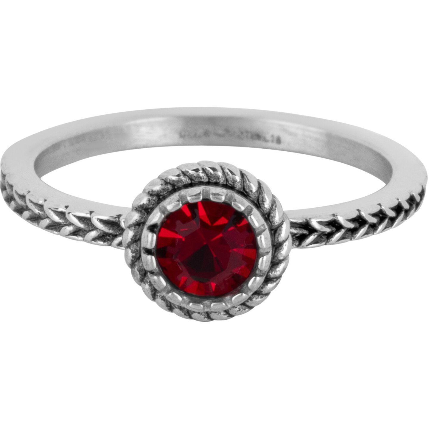 Charmin's Ring Birthstone Janvier Grenat Rouge Cristal Acier Iconique Vintage R1521