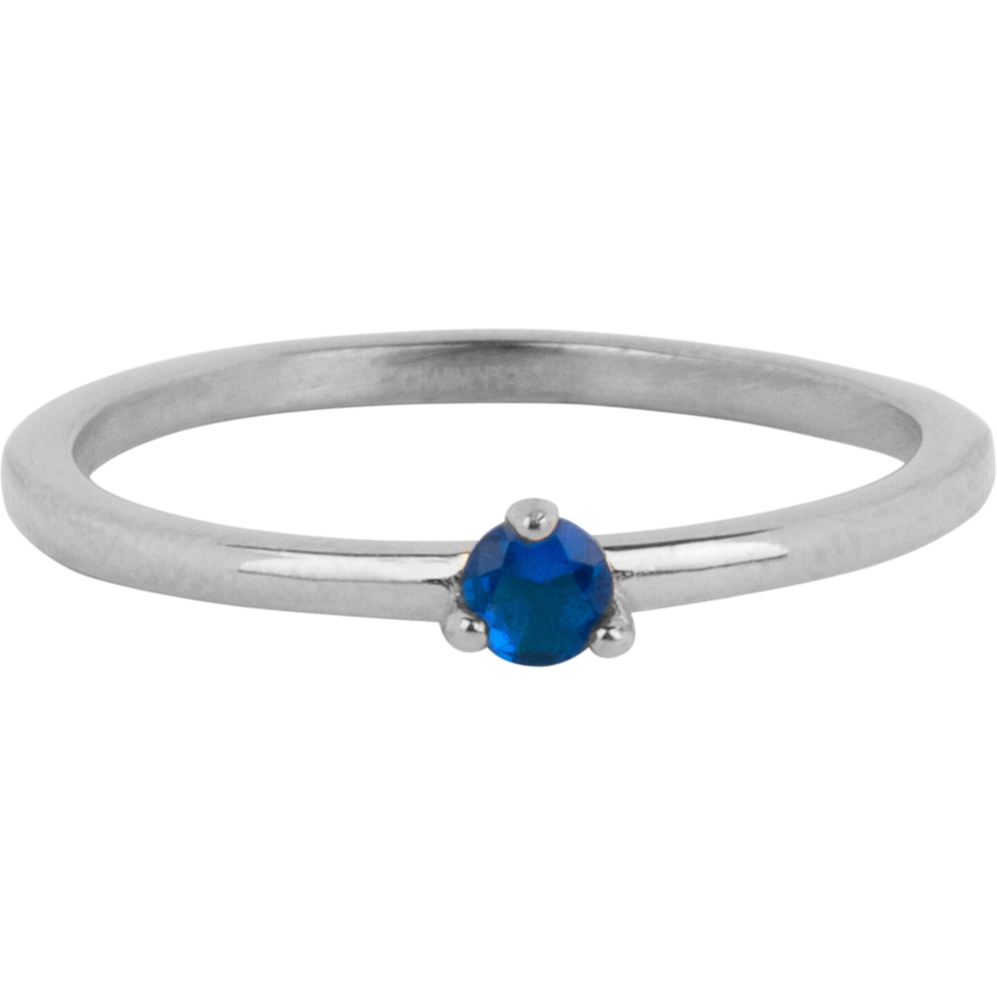 Charmin&rsquo;s Driehoek Solitair Ring Blauwe Steen Staal R1304