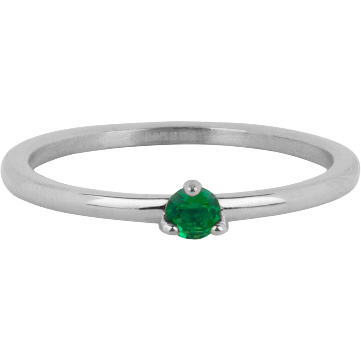 Charmin&rsquo;s Driehoek Solitair Ring Groene Steen Staal R1302