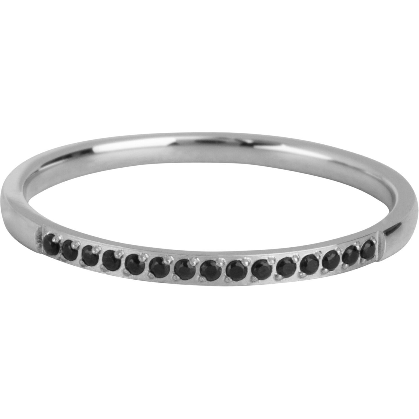 Charmin&rsquo;s Stalen Stapelring Small Alliance Zwarte Crystals R1266