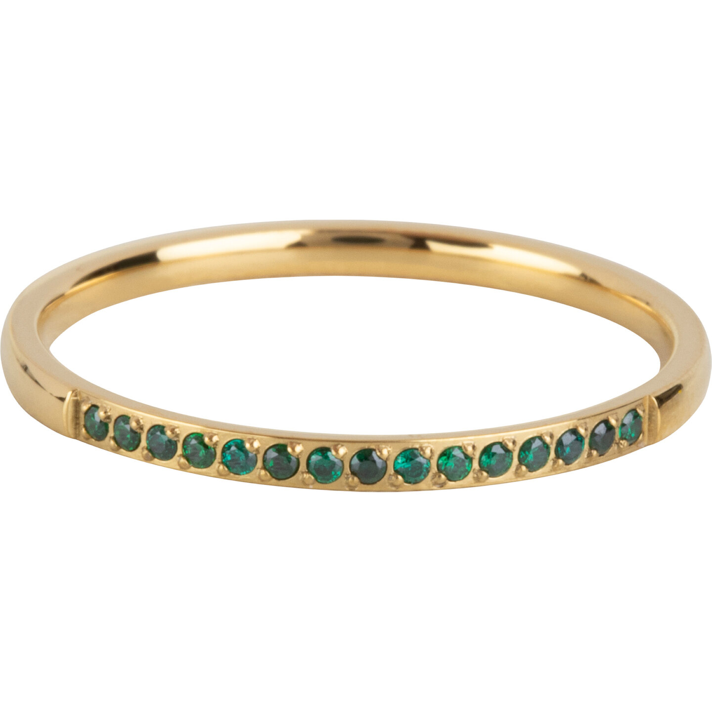 Charmin&rsquo;s Goudkleurige Stapelring Small Alliance Donker-Groen Smaragd Crystals R1263
