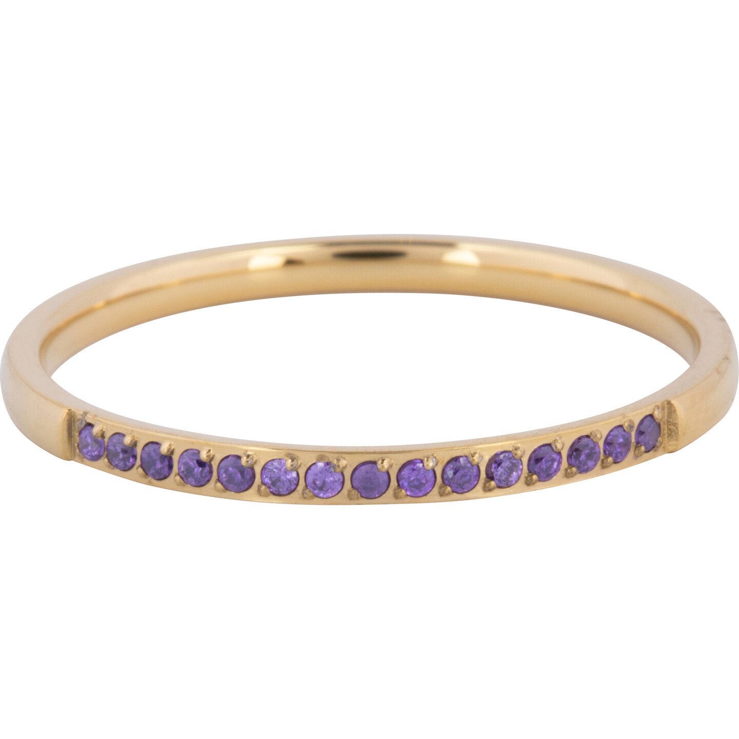 Charmin&rsquo;s Goudkleurige Stapelring Small Alliance Paars-Lavendel Crystals R1259