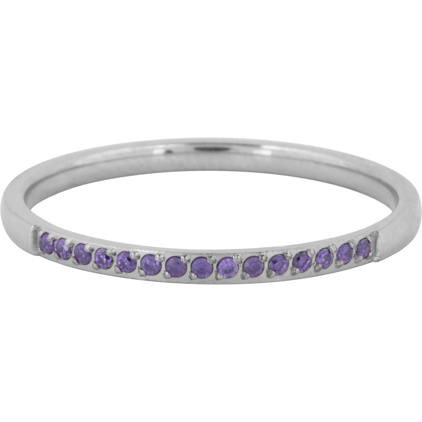Charmin&rsquo;s Stalen Stapelring Small Alliance Paars-Lavendel Crystals R1258