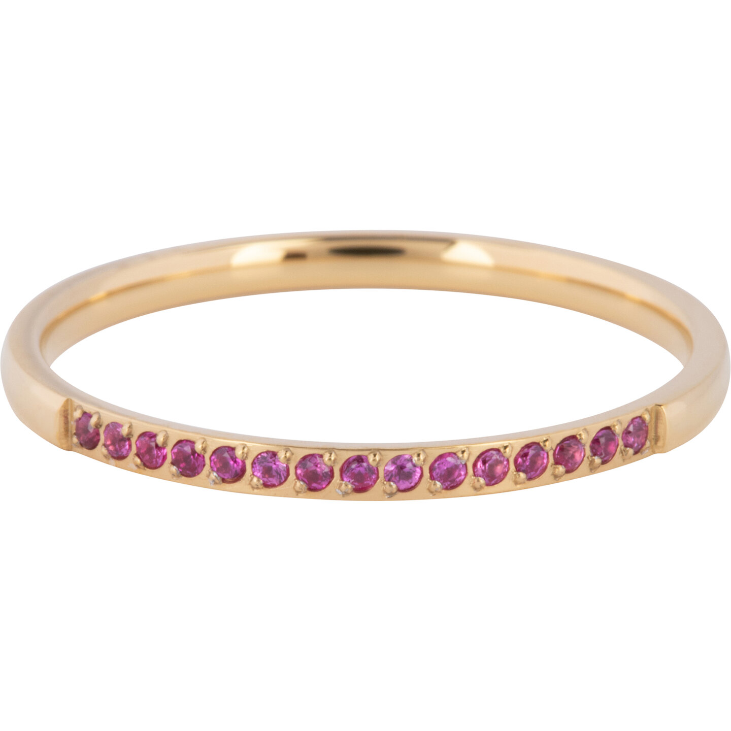 Charmin&rsquo;s Goudkleurige Stapelring Small Alliance Pink-fuchsia Crystals R1257