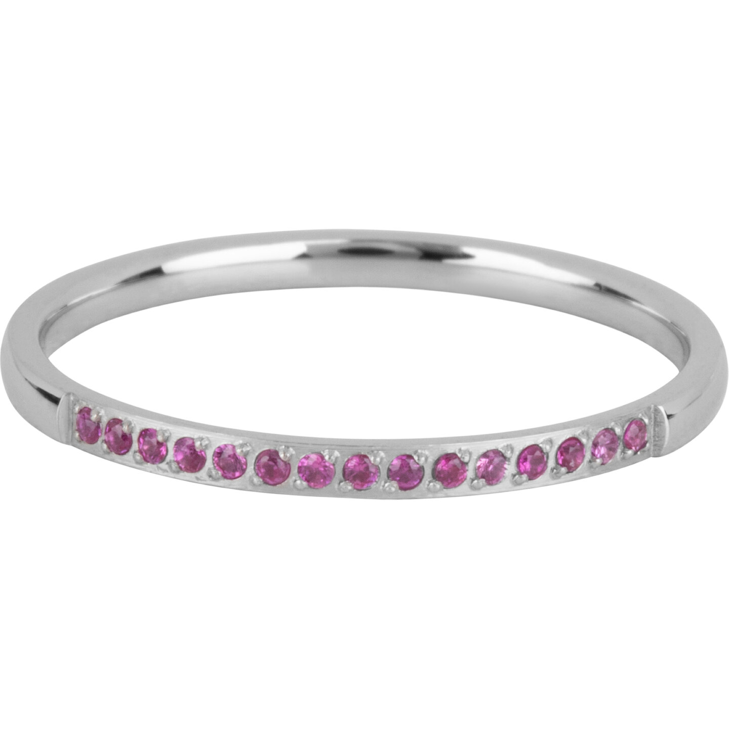 Charmin&rsquo;s Stalen Stapelring Small Alliance Pink-fuchsia Crystals R1256