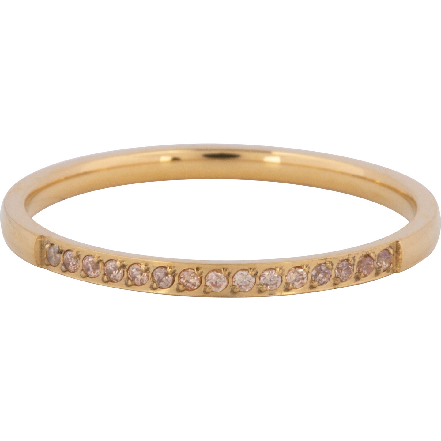 Charmin&rsquo;s Goudkleurige Stapelring Small Alliance Champagne Crystals R1255