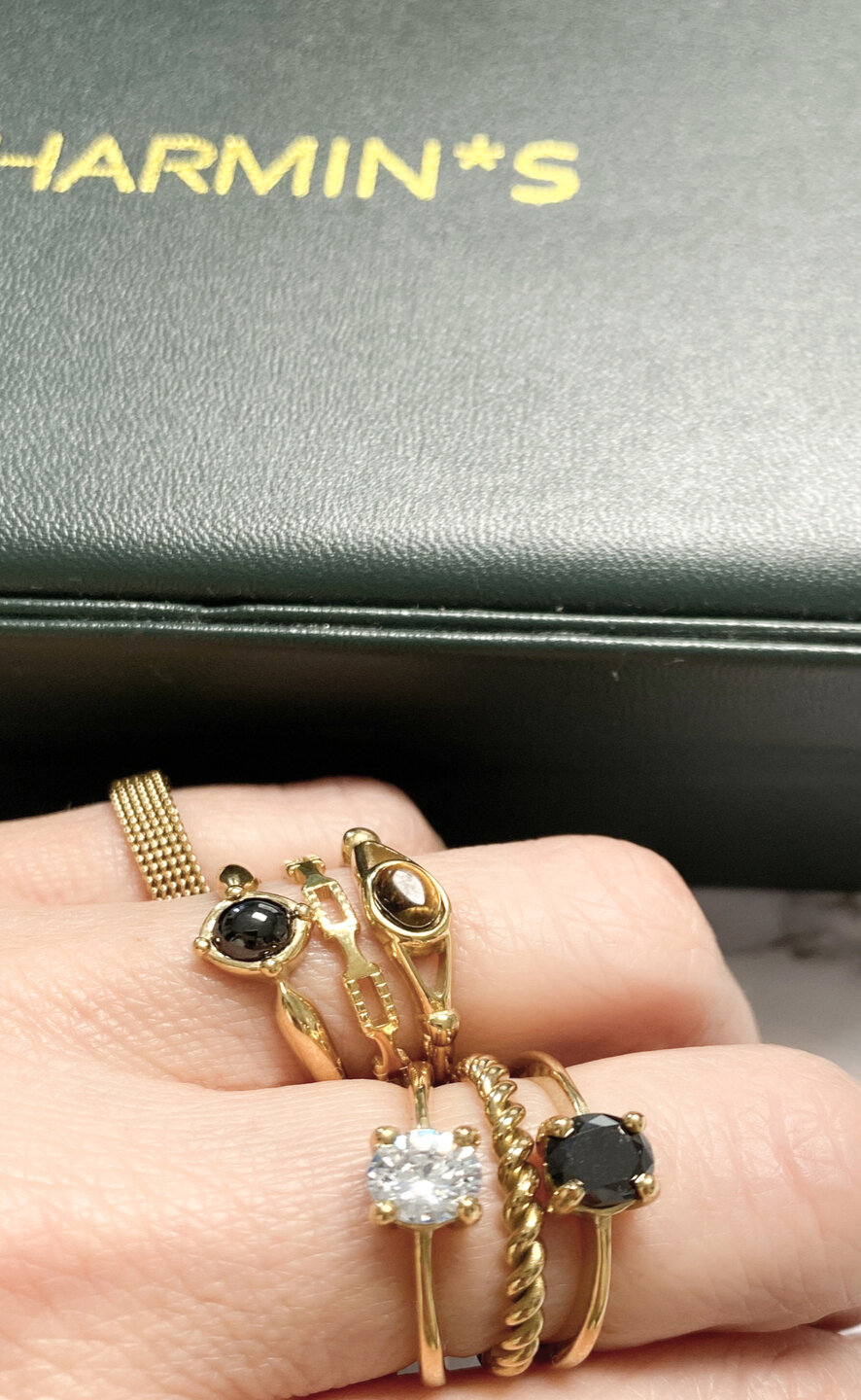 Charmin&rsquo;s Classic Princess Black Ring Goud R1195