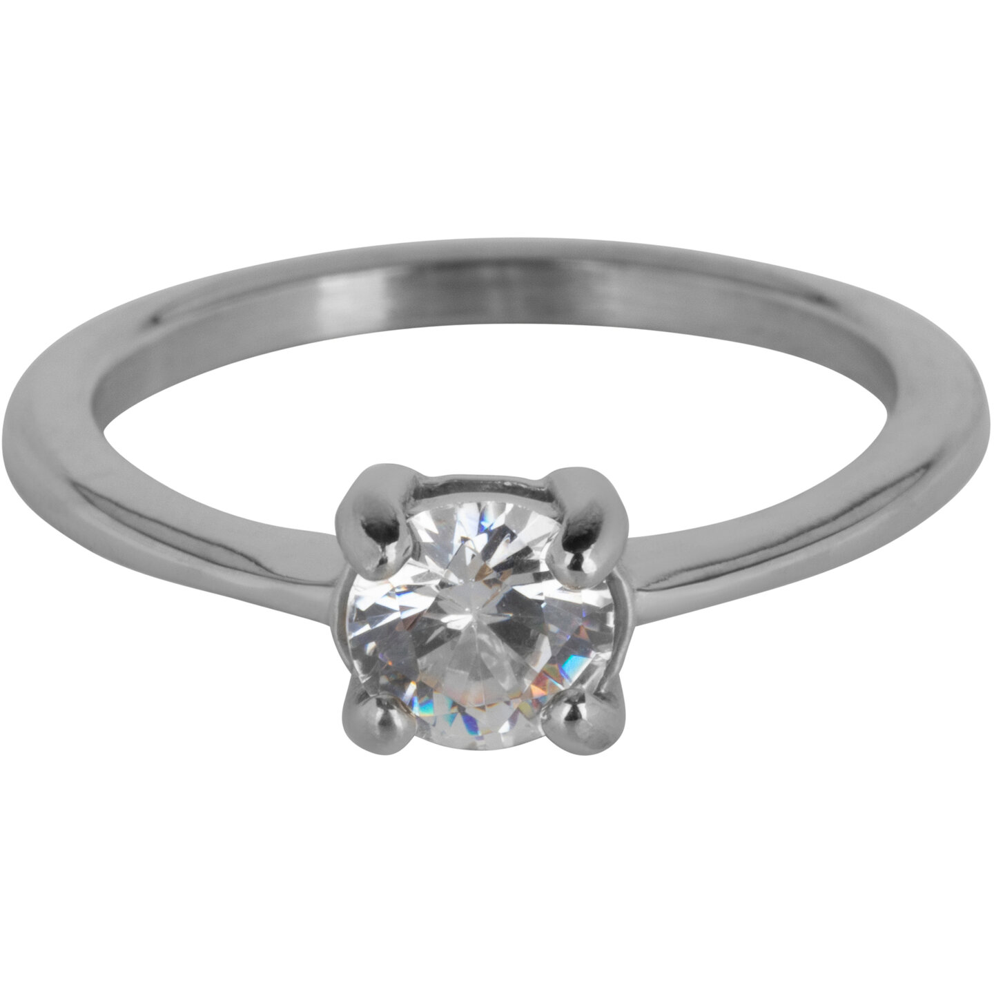 Charmin&rsquo;s Classic Princess White Ring Staal R1192
