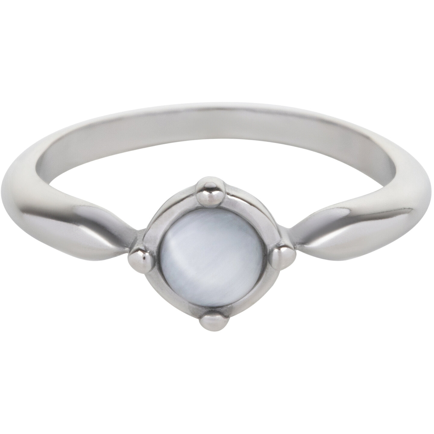 Charmin's Round Ring with White Cateye Steel R1169
