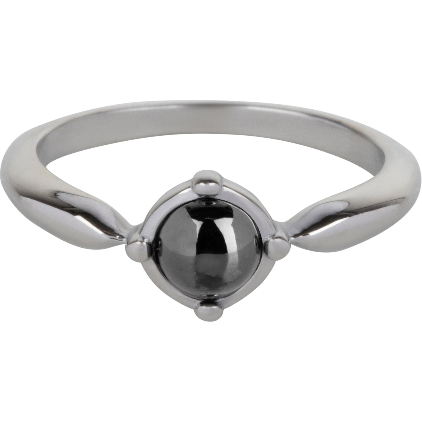 Charmin&rsquo;s Ovale Elegante Zwarte Hematiet Ring Staal R1167