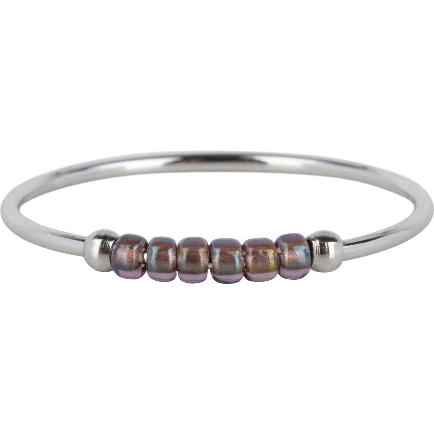 Charmin's R1146 Anxiety Ring Palm Purple Taupe Beads Steel